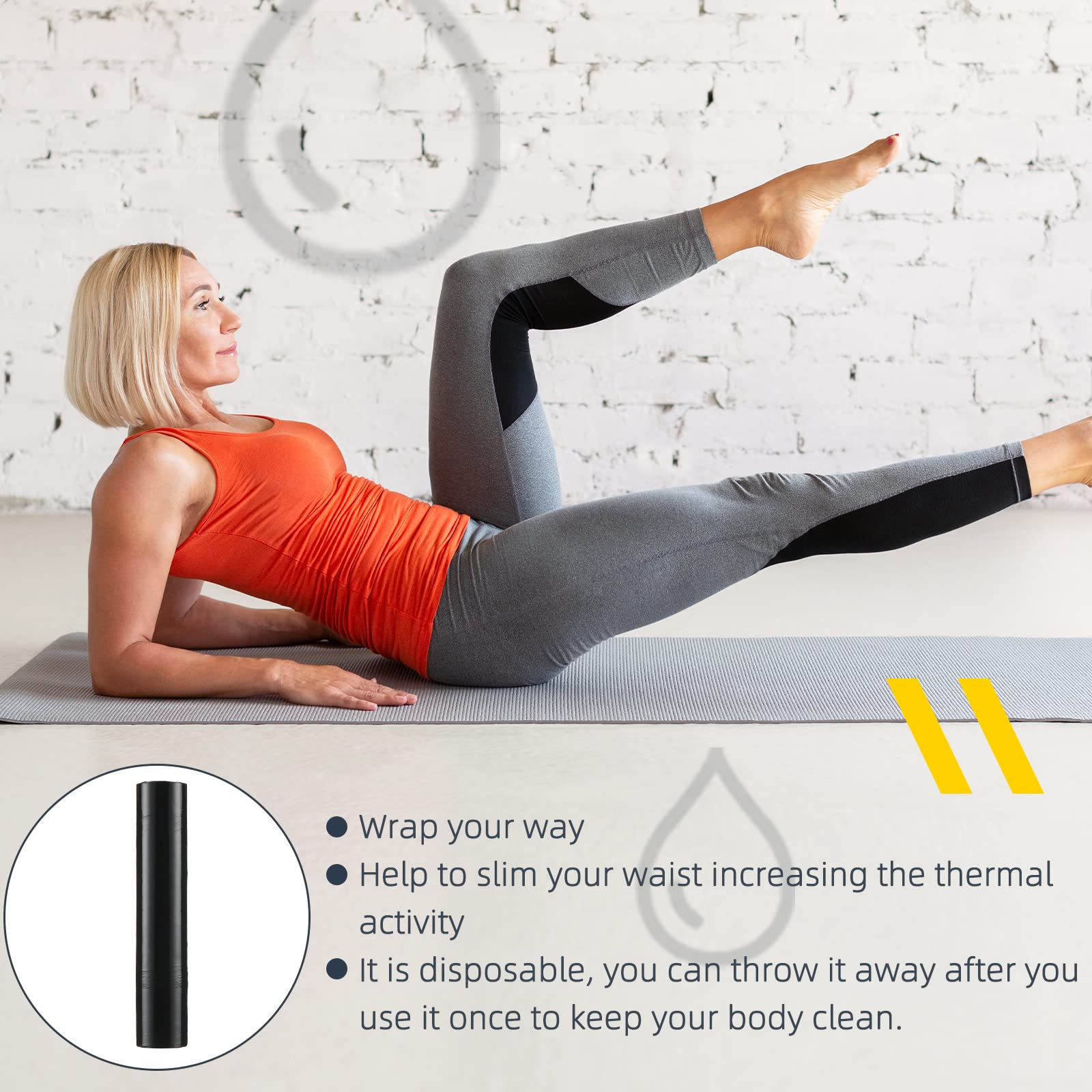 60 Meters Black Osmotic Plastic Body Wrap for Workout & Sweat Enhancer - Stomach Wrap, Body Shaper Film Applicator, Power Wrap (2 Rolls) - Ideal for Gym, Weight Loss & Postpartum Recovery