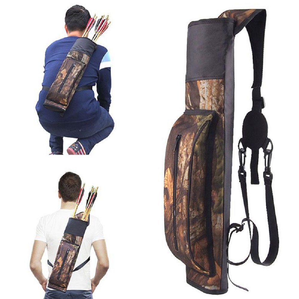 Waterproof Arrow Holder - Black Camo Back & Hip Quiver - Tactical Archery Shoulder Bag for Hunting, Target Practice & Outdoor Adventures