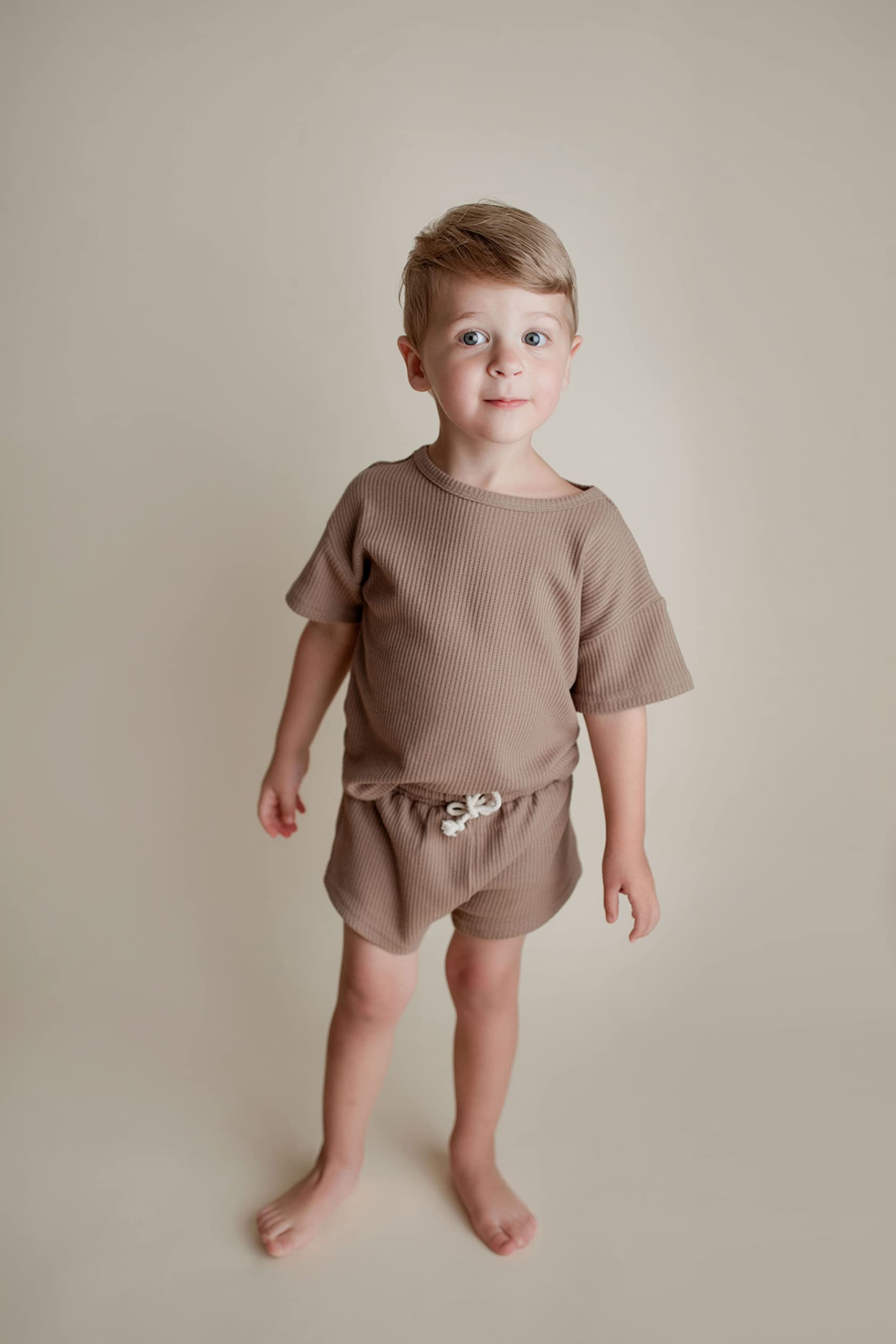 Three Little Tots Baby Boys & Girls Summer Waffle Toddler Outfit - Organic Cotton 2-Piece Top & Bottom Set | Cute Playwear for Beach, Park & Family Photos