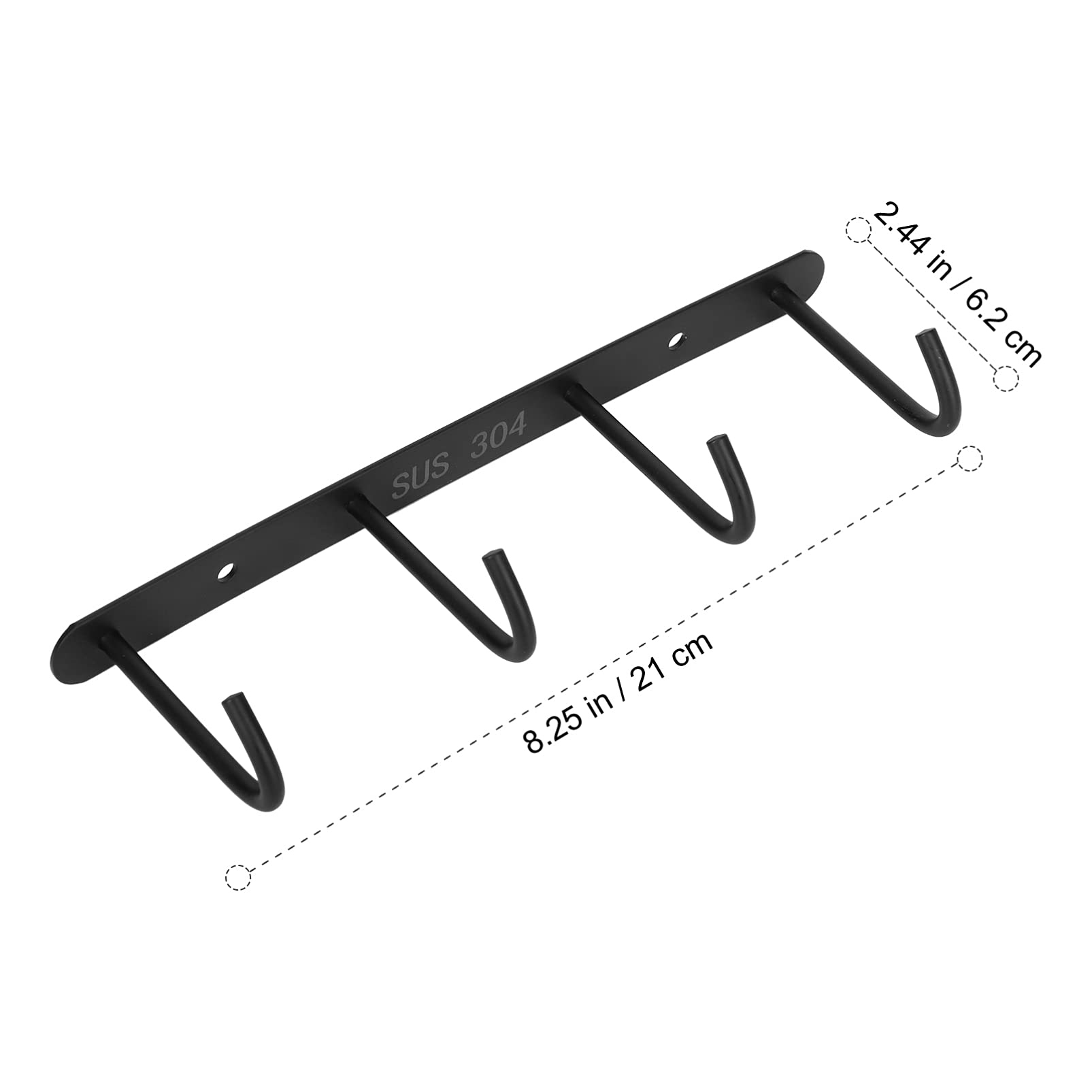 DOITOOL 2-Pack Black Under Cabinet Mug Hooks - Heavy Duty Coffee Cup Holder for Kitchen, Tea Cup Organizer, Utensil Display Hanger - Perfect for Small Space Saving & Stylish Kitchen Decor