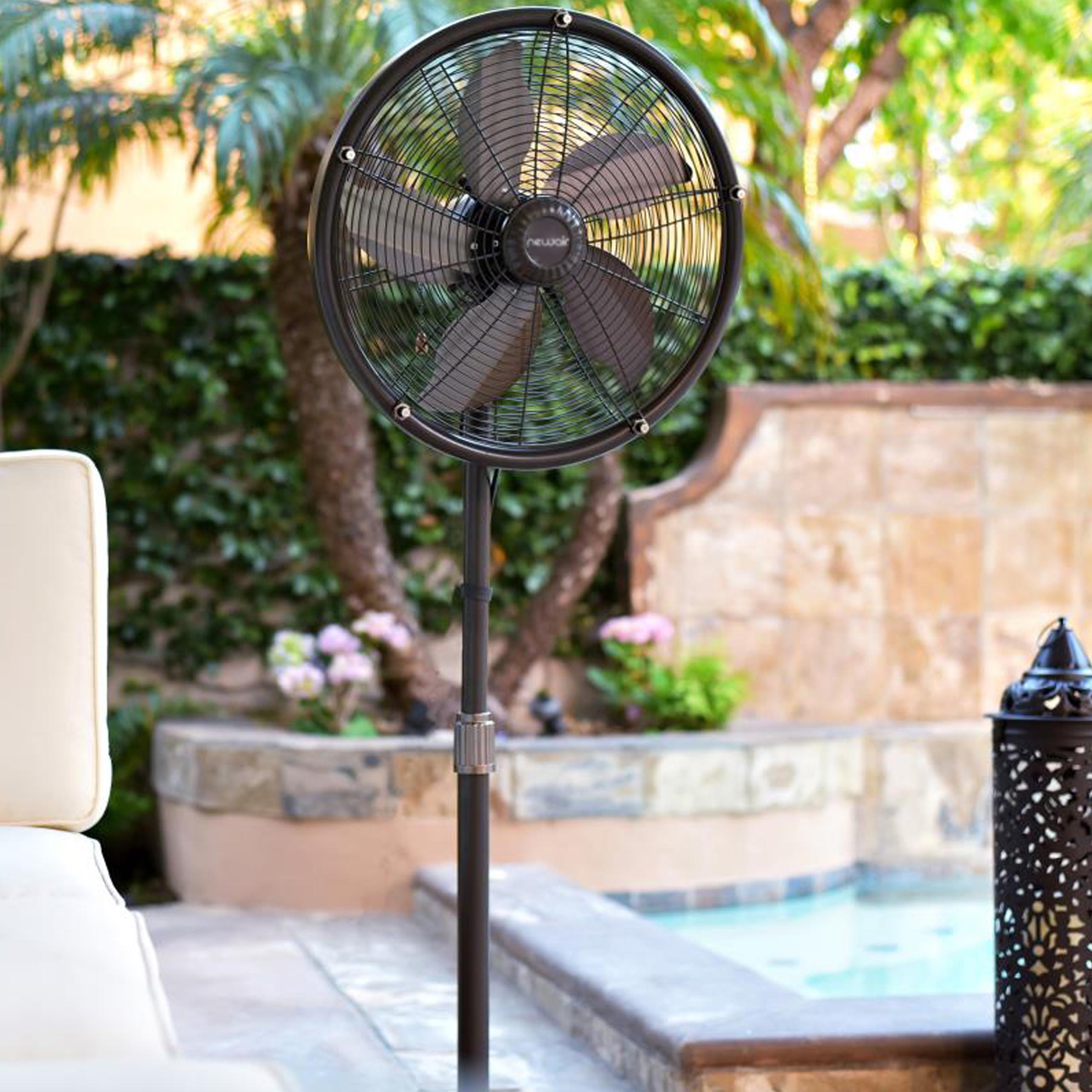 Newair® 2800 CFM Outdoor Misting Pedestal Fan - High Power Cooling Fan with Water Spray for Patio, Poolside, Backyard, and Deck Use