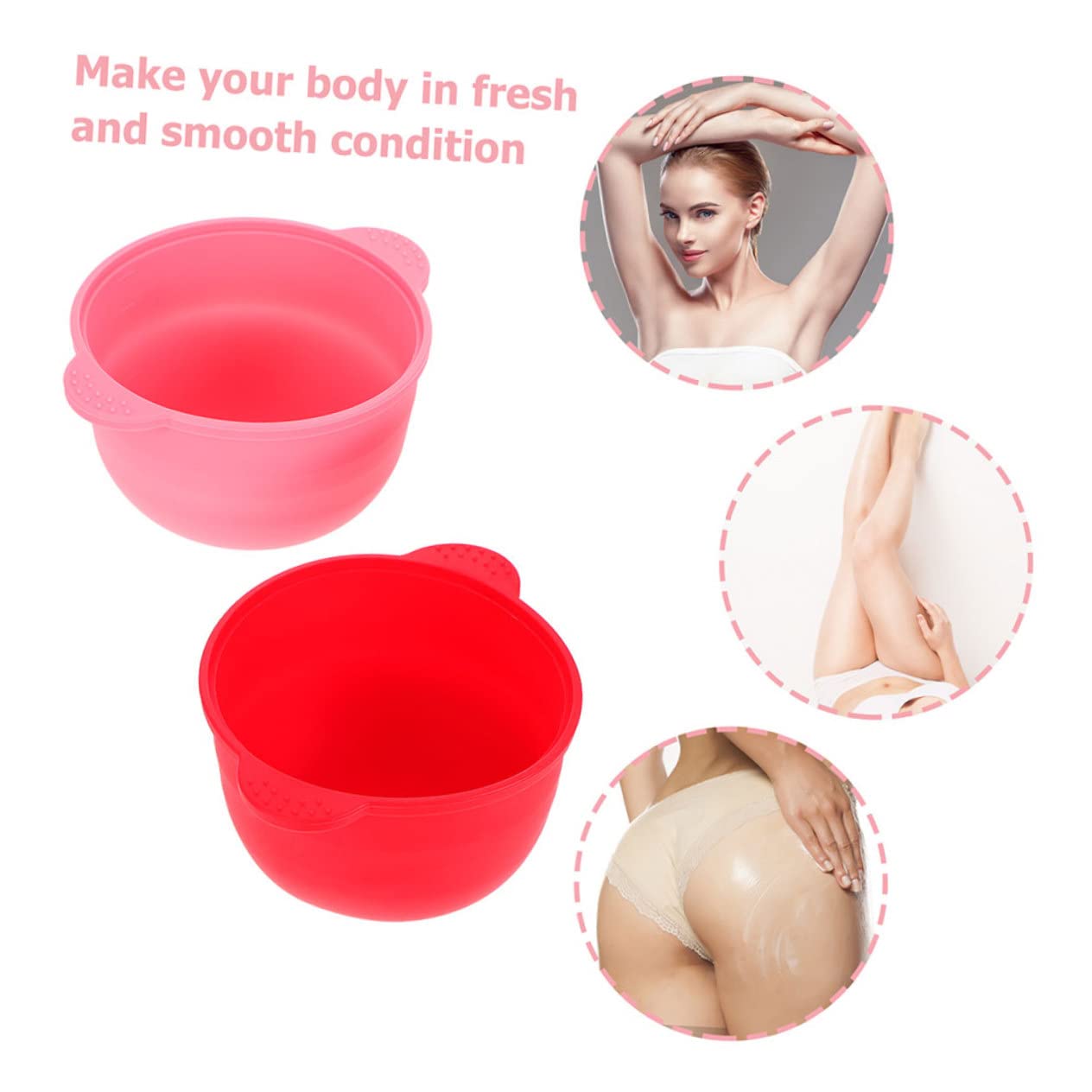 NOLITOY 3-Piece Depilatory Wax Kit - Silicone Wax Melting Bowls with Utensils for Hair Removal, At-Home Waxing, Salon Use - Perfect for Face, Legs, Bikini & Body Waxing