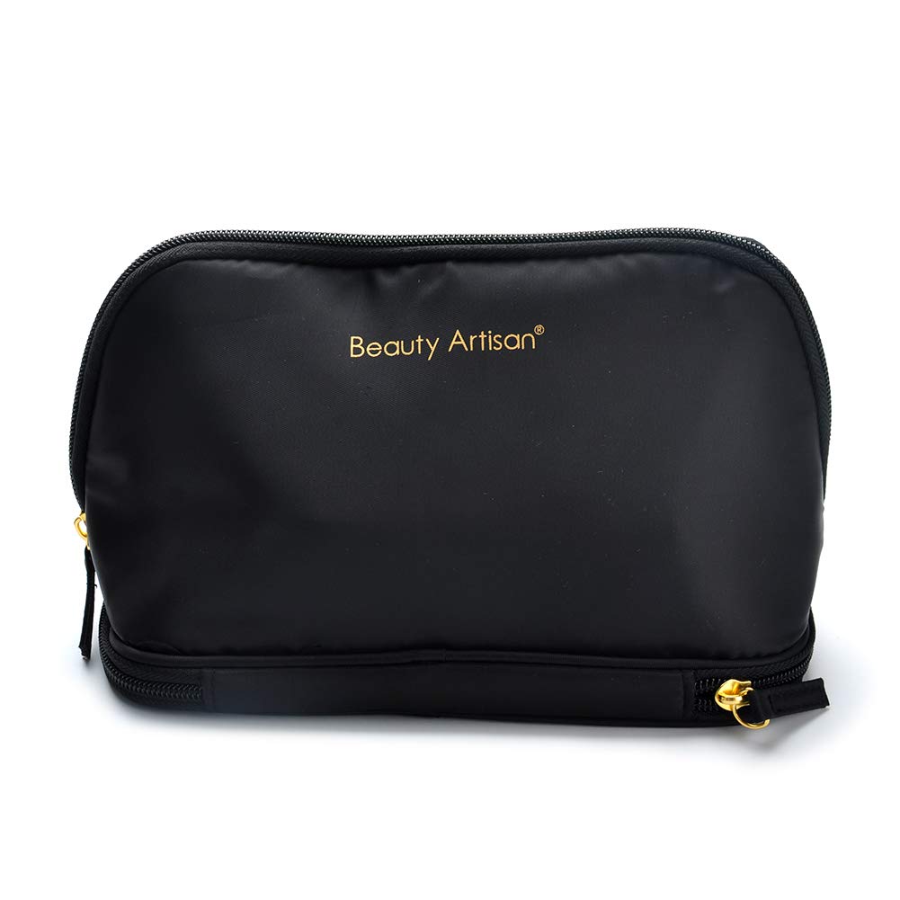 Large Makeup Bag with Brushes Compartment - 2 Layer Travel Cosmetic Organizer for Women, Spacious Toiletry Bag with Dual Zipper | Perfect for Travel, Gym & Daily Beauty Storage
