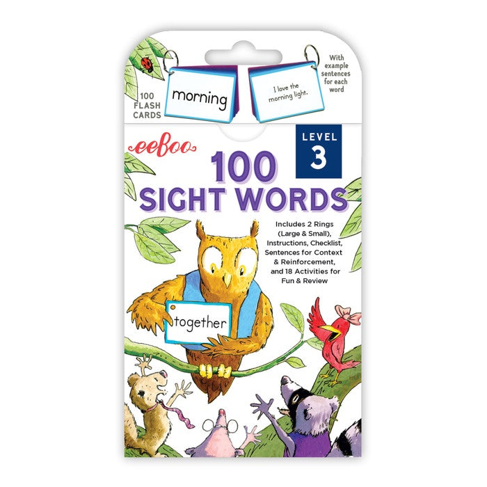 Eeboo 100 Sight Words Flash Cards Level 3 - Educational Learning Tool for Kids, Preschool & Kindergarten Reading Practice - Perfect for Homeschooling & Classroom Activities
