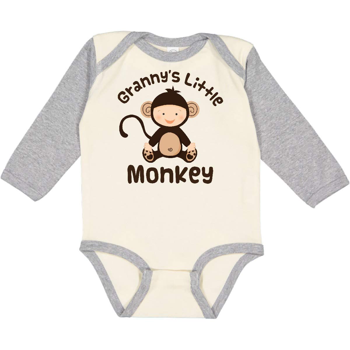 Inktastic Granny's Little Monkey Long Sleeve Baby Bodysuit - Cute Animal Print Onesie for Newborns & Infants - Perfect for Family Photos, Playtime & Everyday Wear