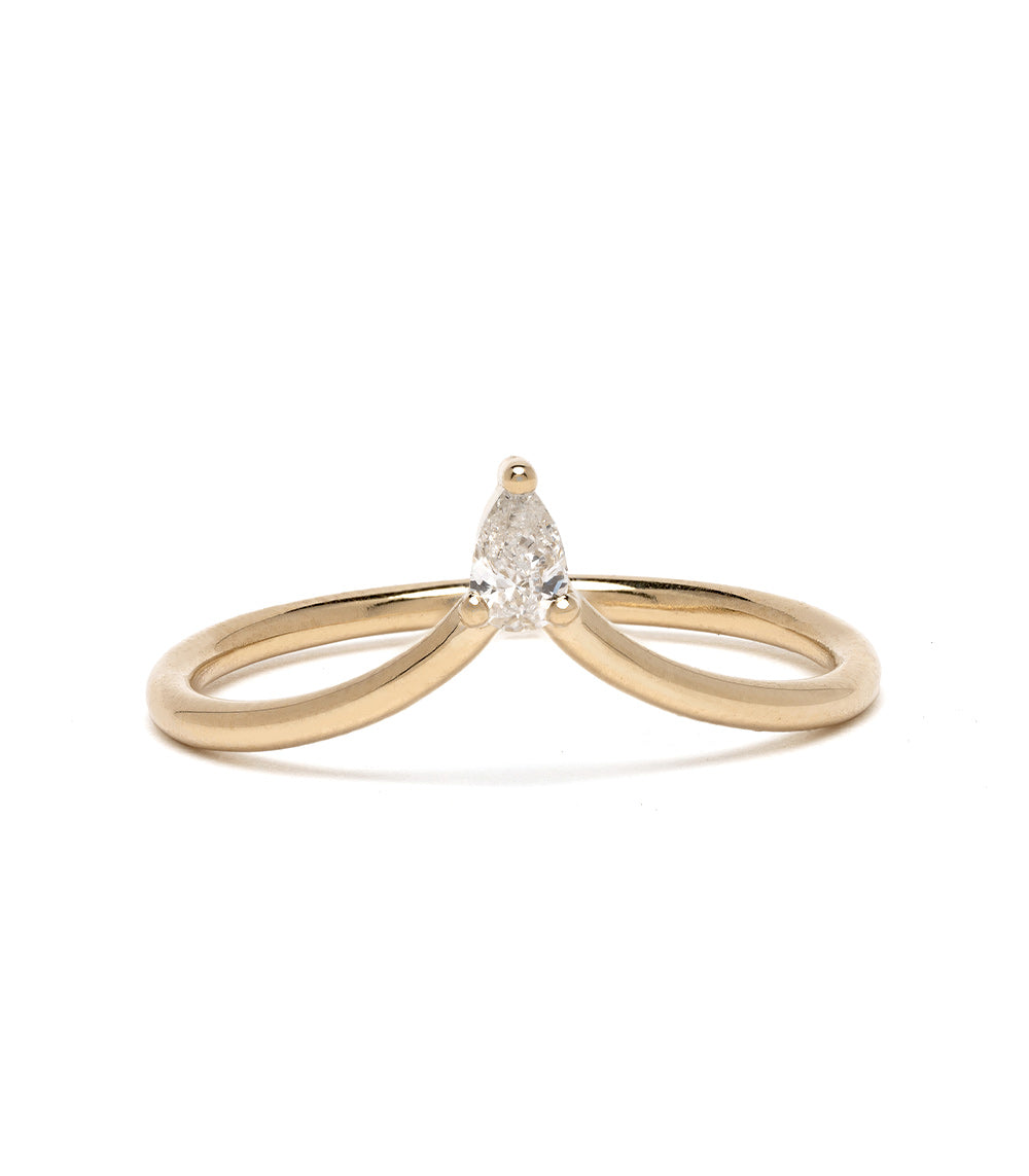 Exquisite Spire Tiara Nesting Ring with Pear Diamond - Elegant Stackable Jewelry for Weddings, Anniversaries & Special Occasions