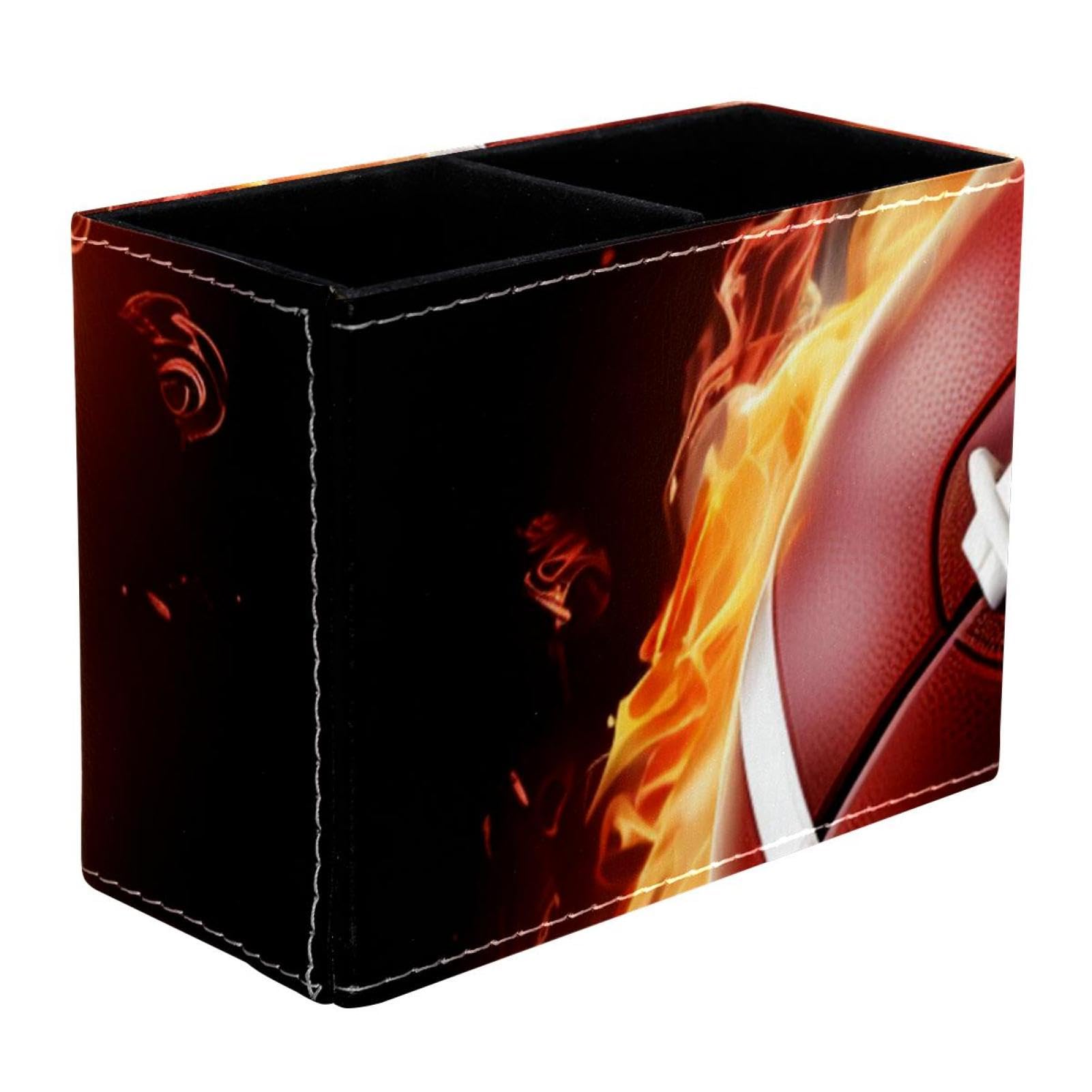 Desk Pen Holder & Pencil Organizer - American Football & Fire Design Office Supplies for Home, Office, and School Organization