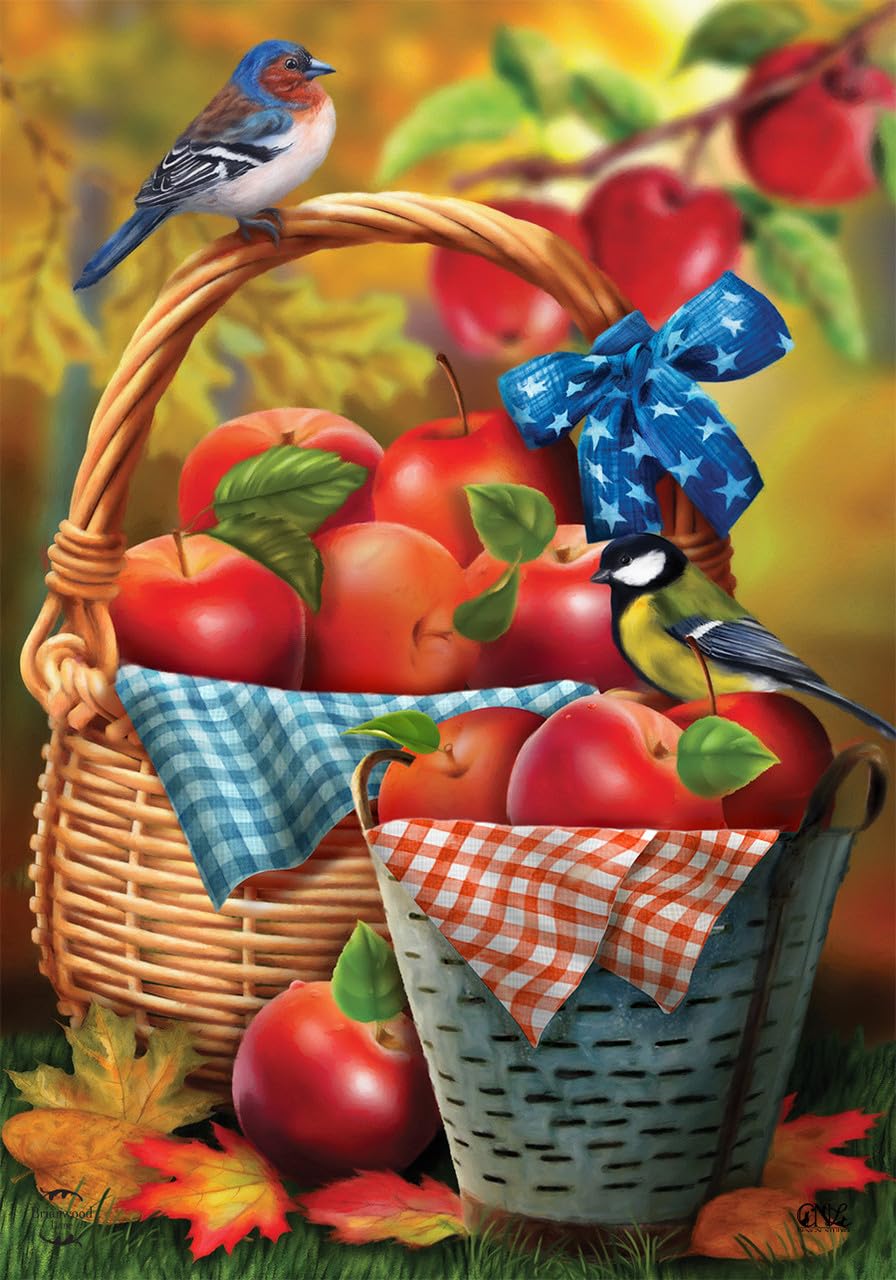 Briarwood Lane Harvest Apple Basket Fall Garden Flag - Autumn Decor for Porch, Yard, and Seasonal Home Decorating