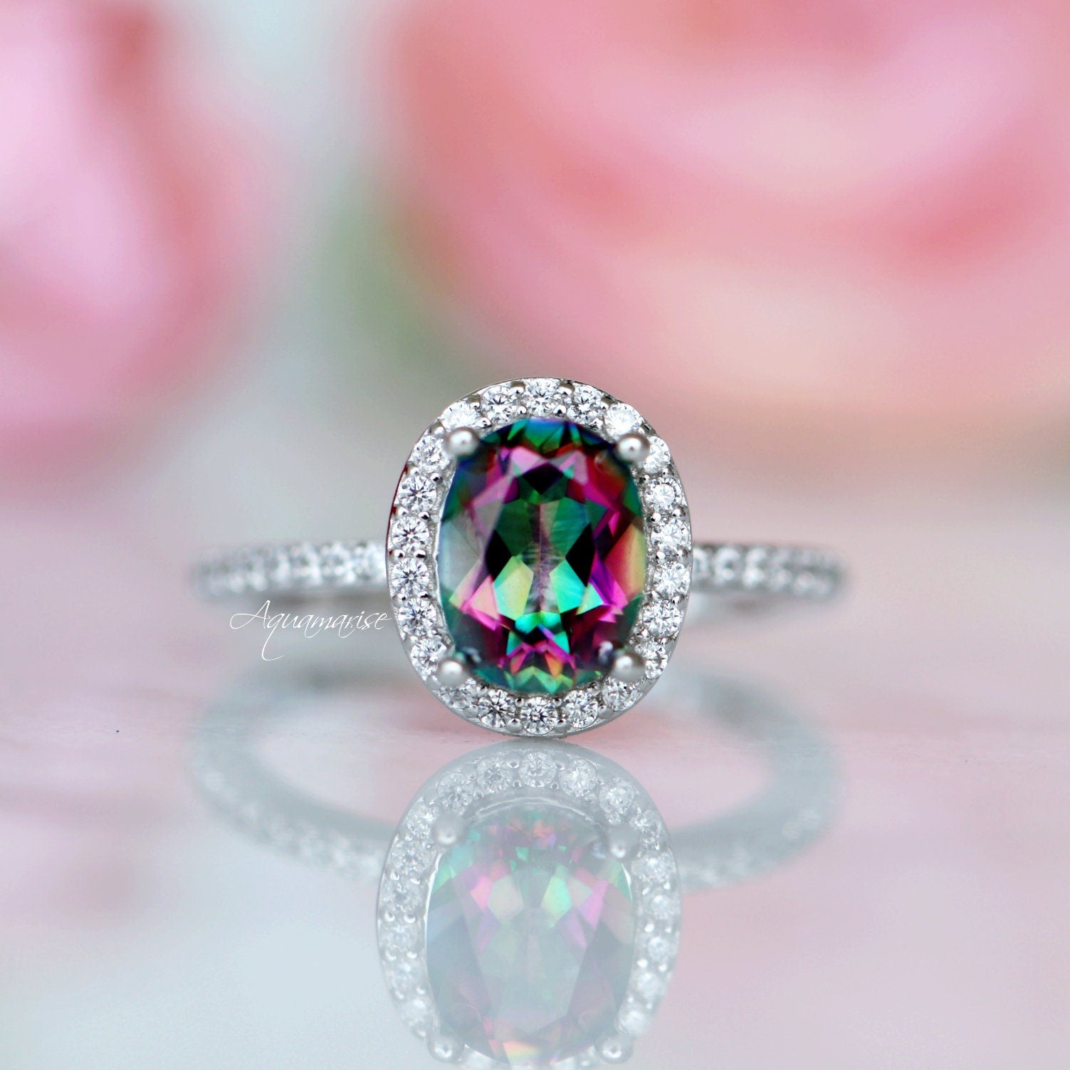 Mystic Topaz Sterling Silver Ring for Women – Elegant Iris Gemstone Jewelry for Everyday Wear & Special Occasions