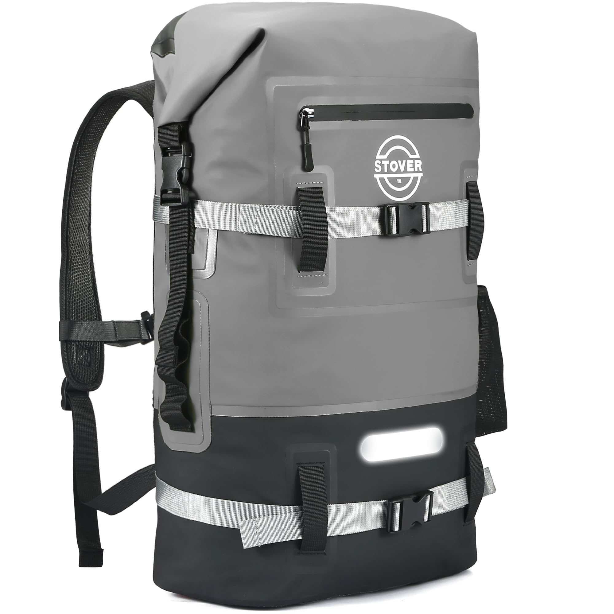 STOVER 5L/10L/25L/30L/40L/55L Waterproof Dry Backpack - Floating Dry Bag for Kayaking, Boating, Hiking, Camping, Beach & Outdoor Activities - Heavy Duty Roll Top Design for Men & Women (Grey) - Perfect for Water Sports, Travel & Adventure Gear Storage