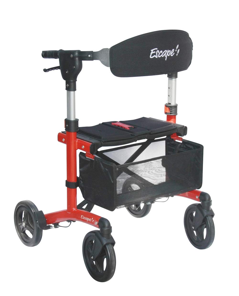 Escape Rollator Super Low Red - Lightweight Mobility Walker for Seniors & Adults - Ideal for Indoor & Outdoor Use, Travel, Shopping, and Daily Support