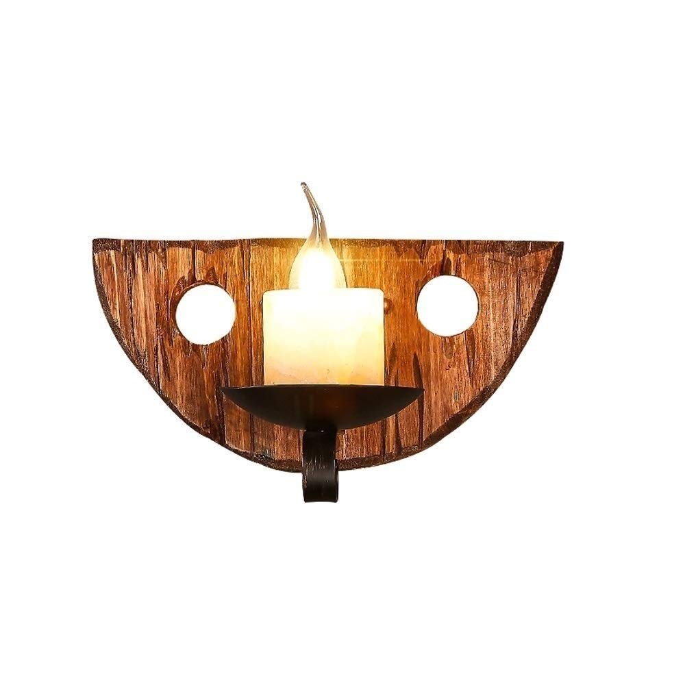 Vintage Retro Solid Wood Wall Lamp - Rustic Iron Metal Glass Lantern for Corridor, Aisle, Staircase Lighting | Bedroom & Bedside Decoration | American Farmhouse & Loft Style Home Decor | Perfect for Hallway, Entryway, and Stairwell Ambient Lighting