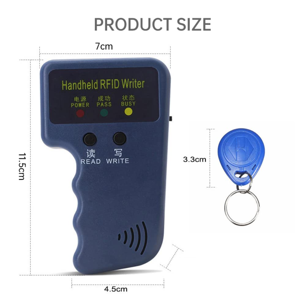 RFID Reader Writer - Handheld ID Card Copier for 125kHz EM4100 Chip & Key Fob (6pcs) - Access Control for Community, School & Office Security Systems - Perfect for ID Verification, Door Entry & Employee Management