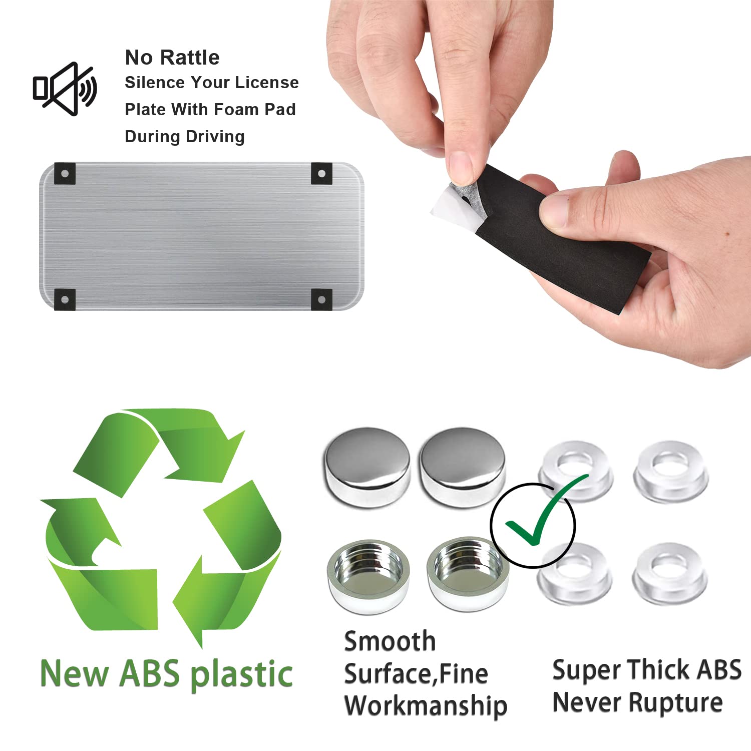 Anti Theft License Plate Screws Kit - 304 Stainless Steel with Chrome Caps for Secure Car Mounting