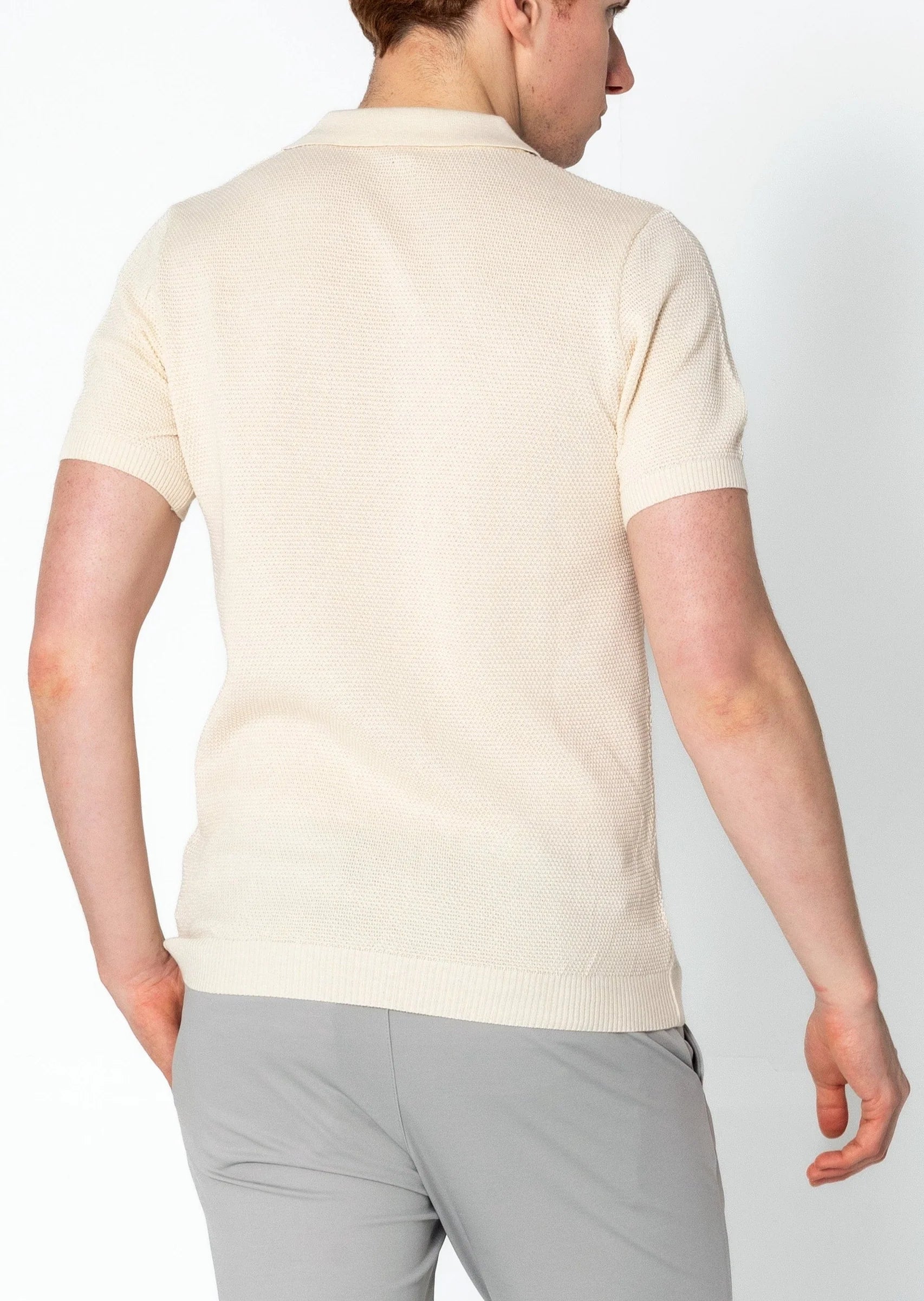 RNT23 Jersey Knit Polo Shirt for Men - Soft & Breathable Beige Casual Shirt | Perfect for Office, Golf & Everyday Wear