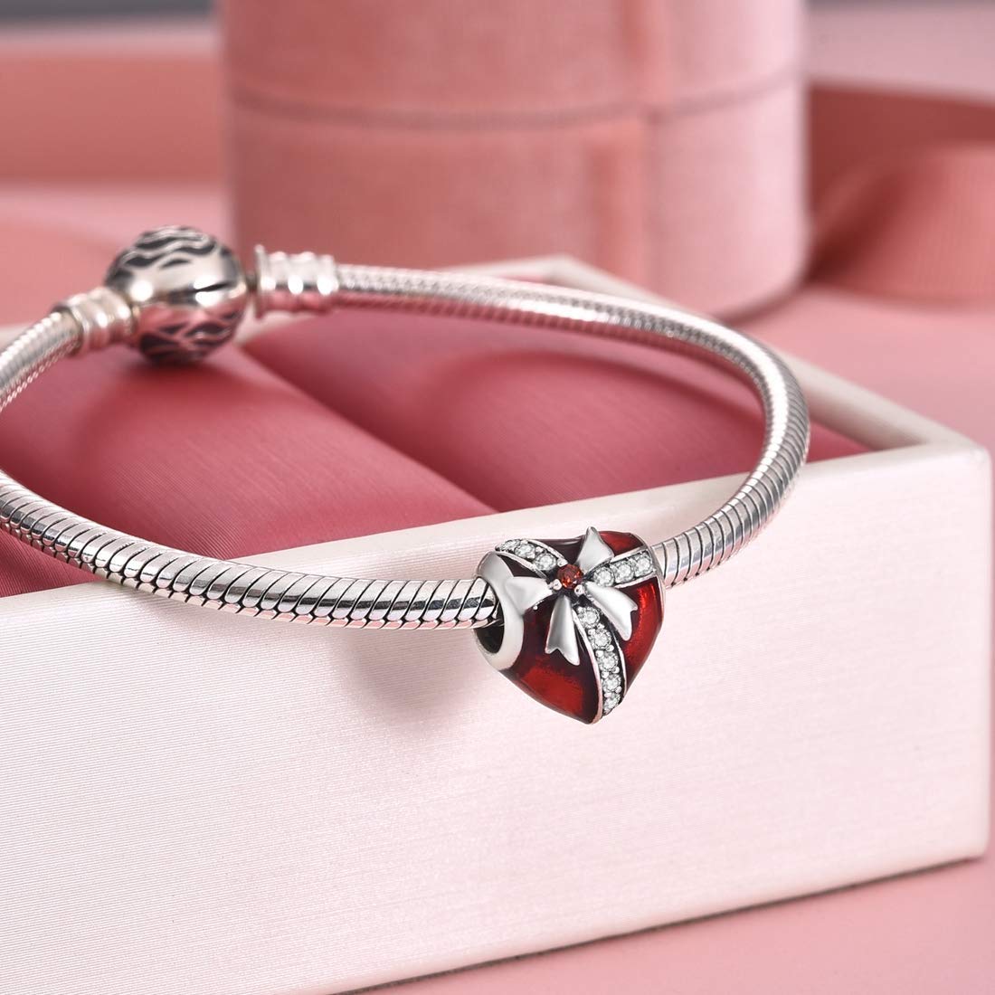 925 Sterling Silver Christmas Charm Bracelet for Women - Elegant Beaded Holiday Jewelry Gift for Christmas, Party & Special Occasions