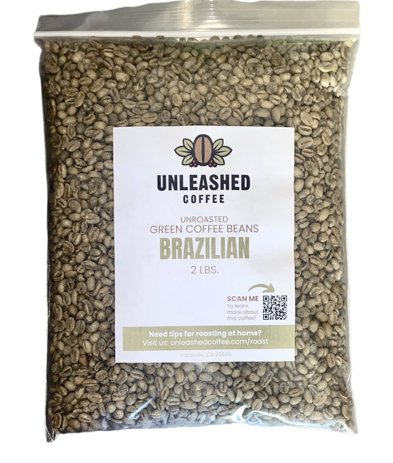 Premium Unroasted Brazilian Arabica Coffee Beans - Single Origin, Non-GMO, Direct Trade - 2 LB Bag for Home Roasting - Perfect for Espresso, French Press & Cold Brew