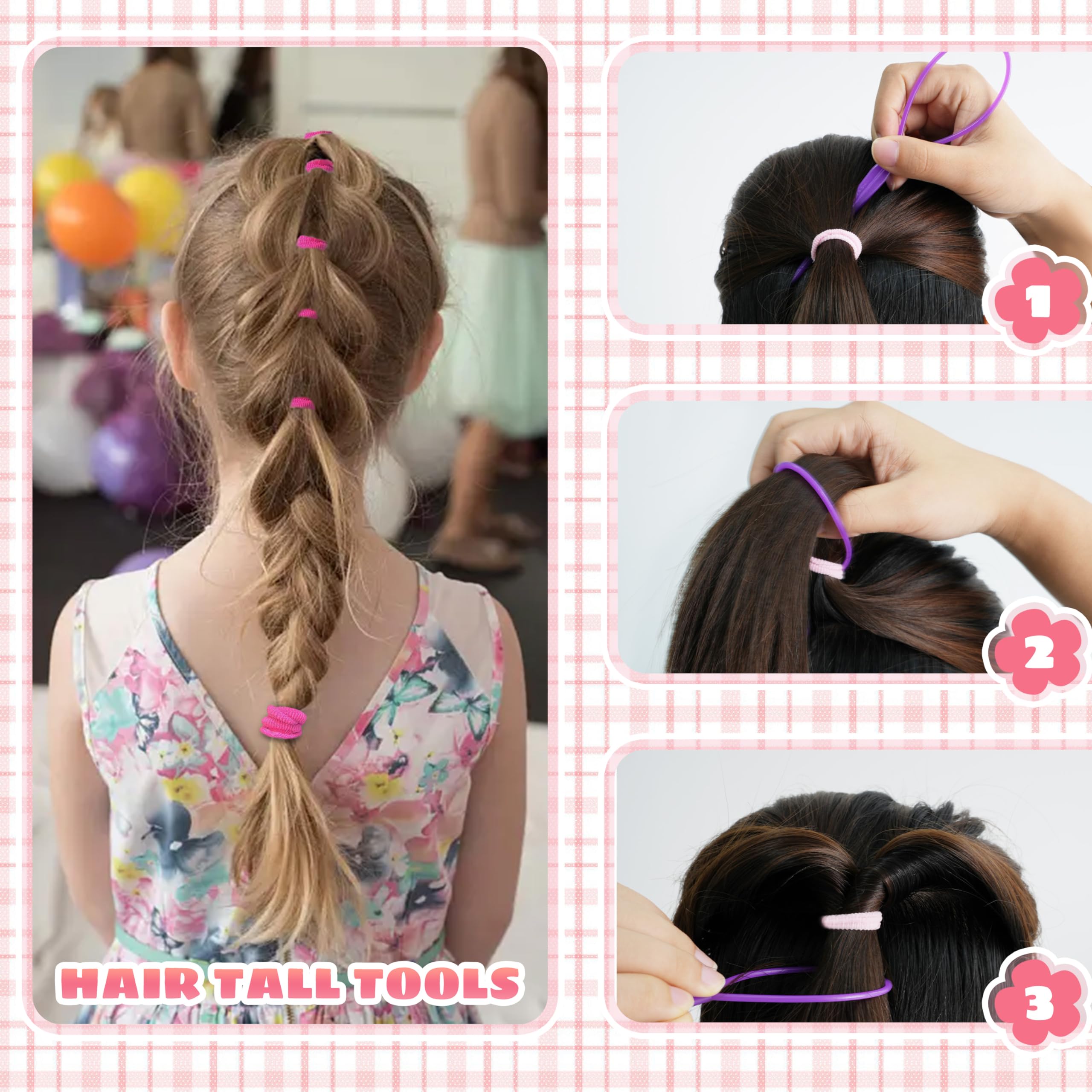 360 Pcs Baby Hair Ties - 24 Colors Soft Cotton Toddler Hair Bands with Organizer Box | 1 Inch Seamless Hair Elastics for Girls | Ponytail Holders & 5 Styling Tools | Perfect for School, Parties & Daily Hairstyles