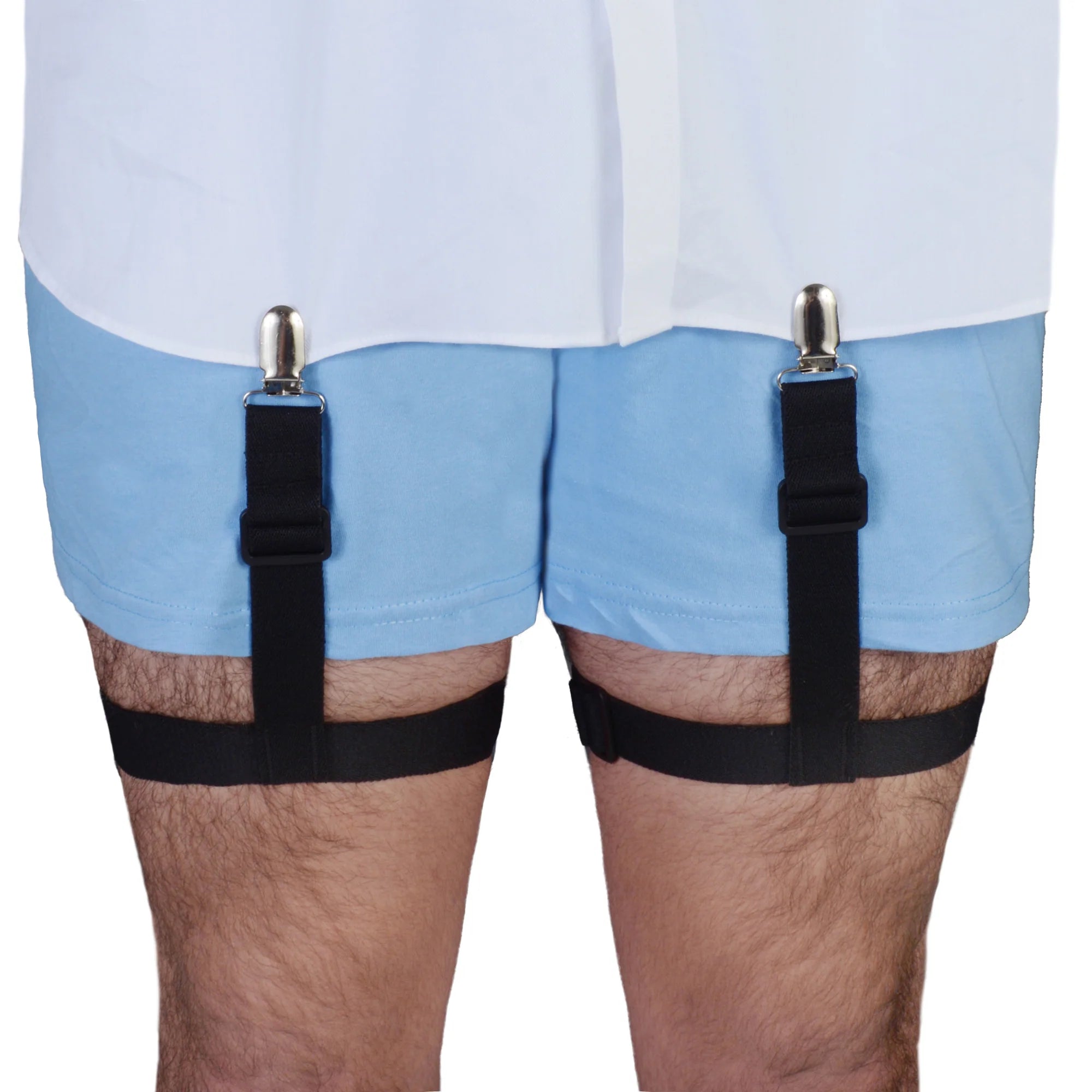 Shirt Stay Plus® Men's Shirt Garters - Black Elastic Suspenders for Dress Shirts - Keep Shirts Tucked In for Work, Office & Formal Events