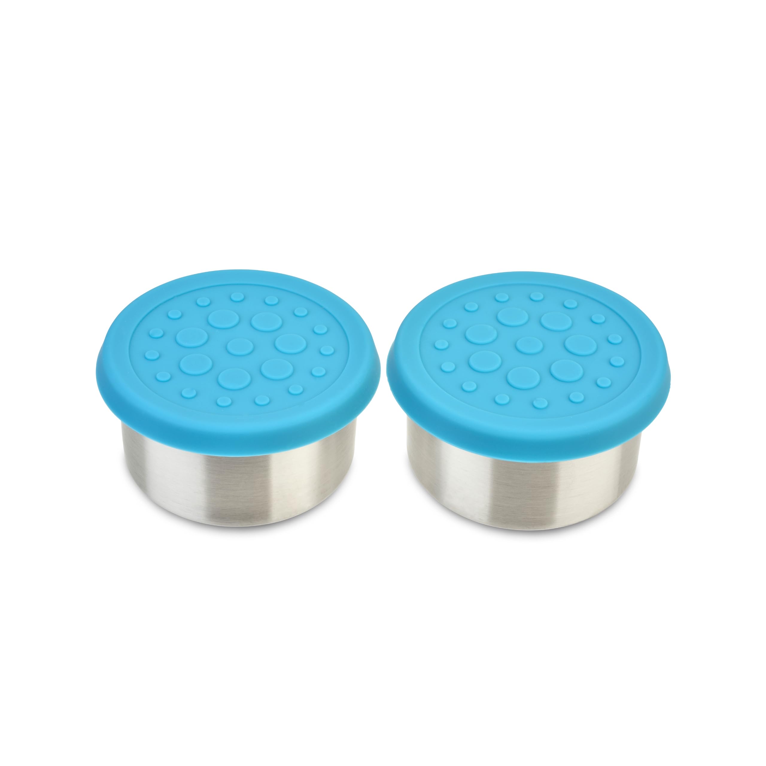 LunchBots 2.5 oz Stainless Steel Condiment Containers with Silicone Lids - Leakproof Dressing Cups for Sauces, Dips & Snacks - Perfect for Lunch Boxes, Bento Boxes & On-the-Go Meals - Set of 2 (Aqua)