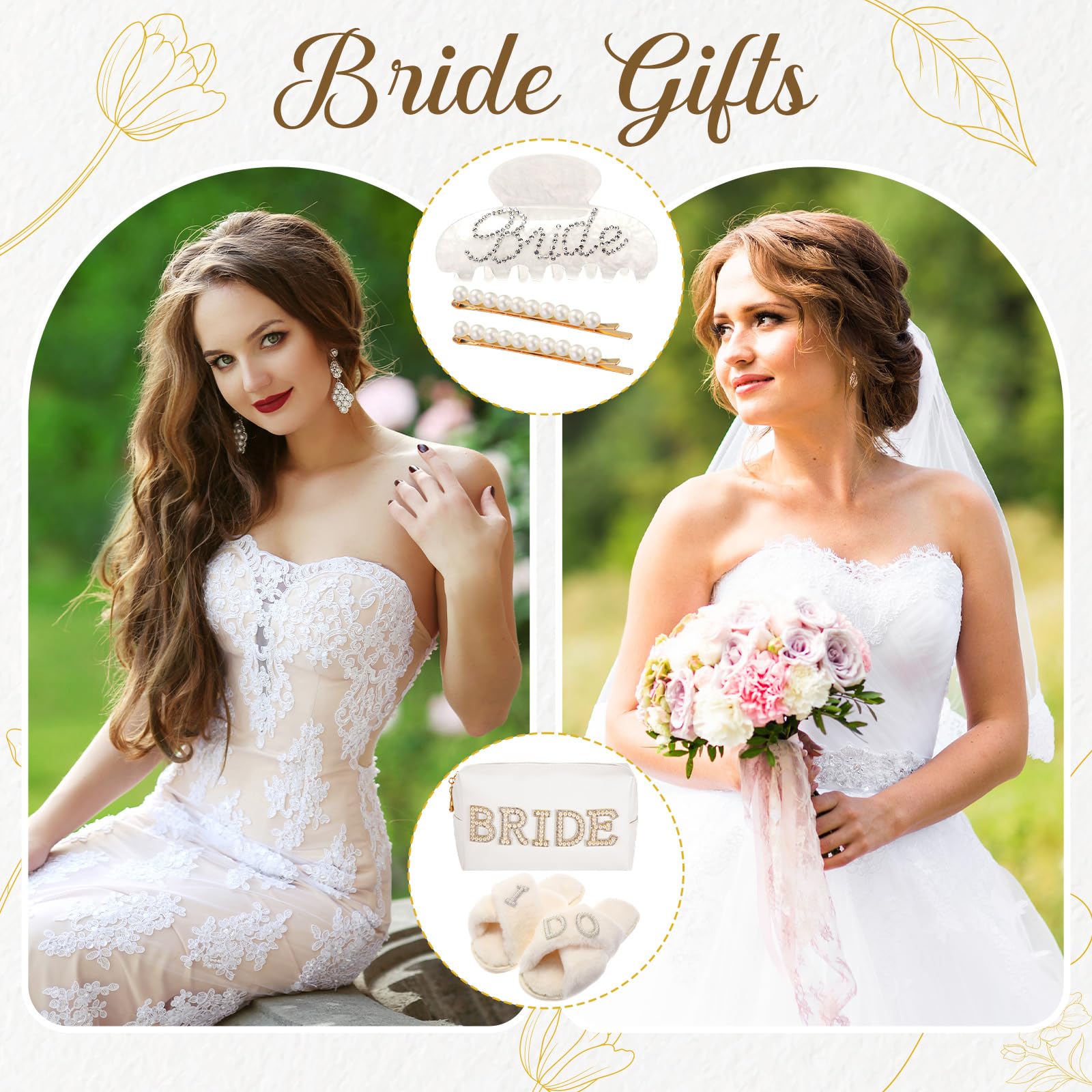 5-Piece Bridal Gift Set for Wedding & Engagement - Makeup Bag, 