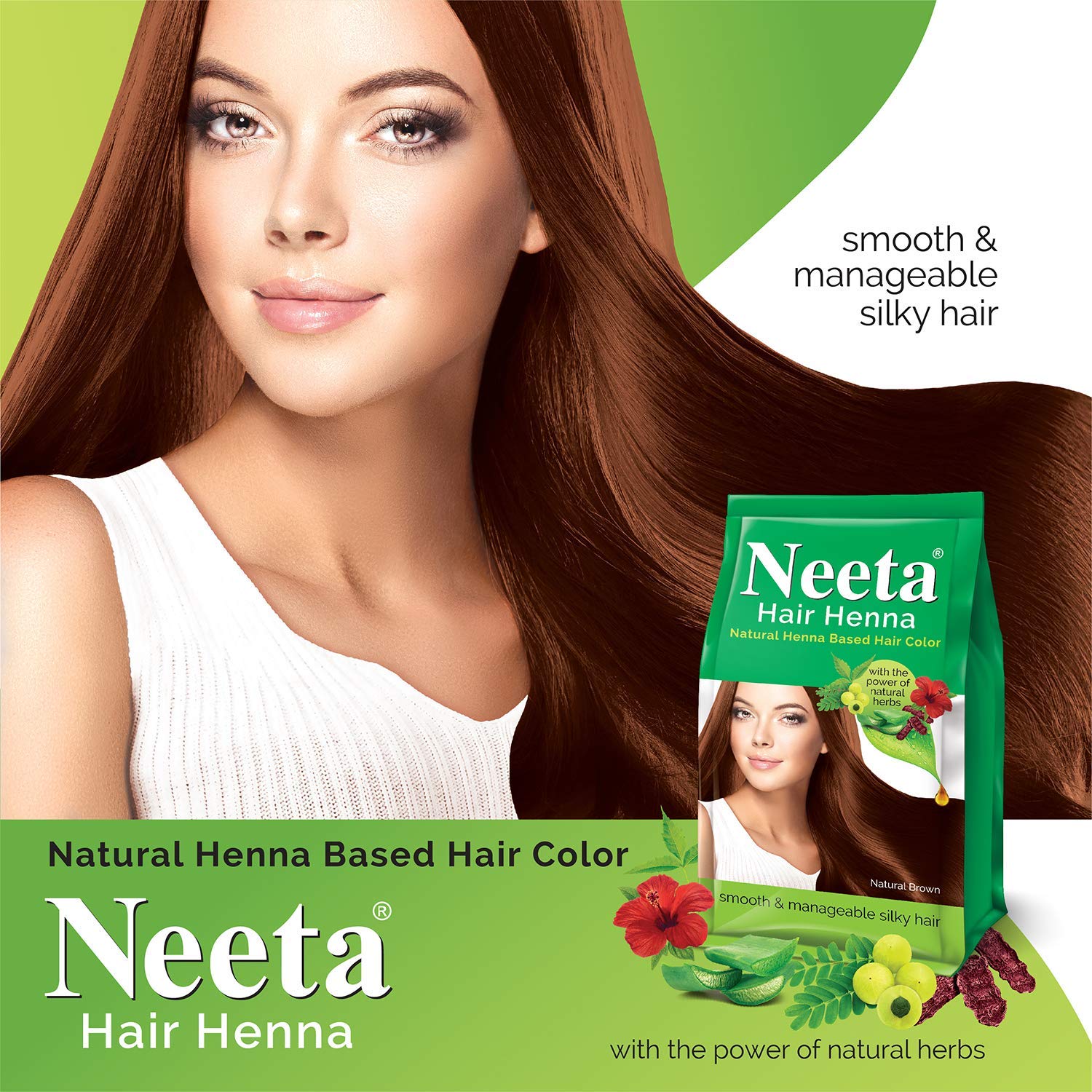 Natural Brown Henna Hair Color with 5 Herbs - Ammonia Free Hair Dye for Women & Men (125g, 4 Pack) | Safe Chemical-Free Hair Coloring for Gray Coverage & Natural Highlights at Home