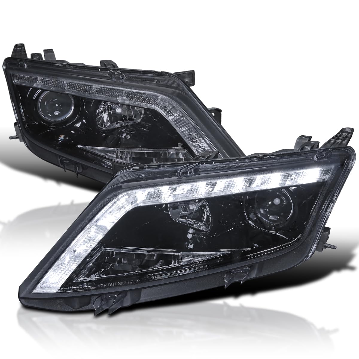 Spec-D Tuning Smoke Lens LED Projector Headlights - Glossy Black Housing - Compatible with 2010-2012 Ford Fusion (Left & Right Pair) - Enhanced Night Visibility & Modern Style for Daily Driving & Car Upgrades