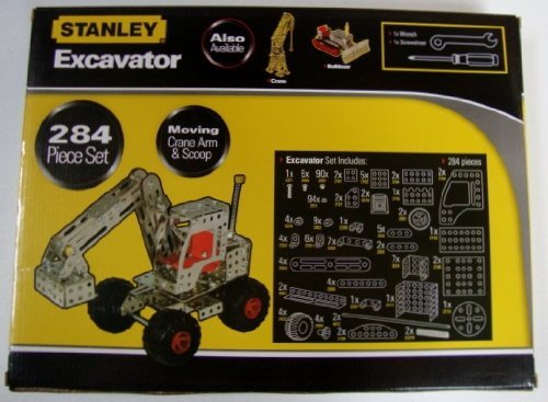 Stanley Construct & Play Excavator Toy - 284 Piece Building Blocks Set for Kids, STEM Learning Construction Toy | Perfect for Creative Play, Birthday Gifts & Classroom Activities