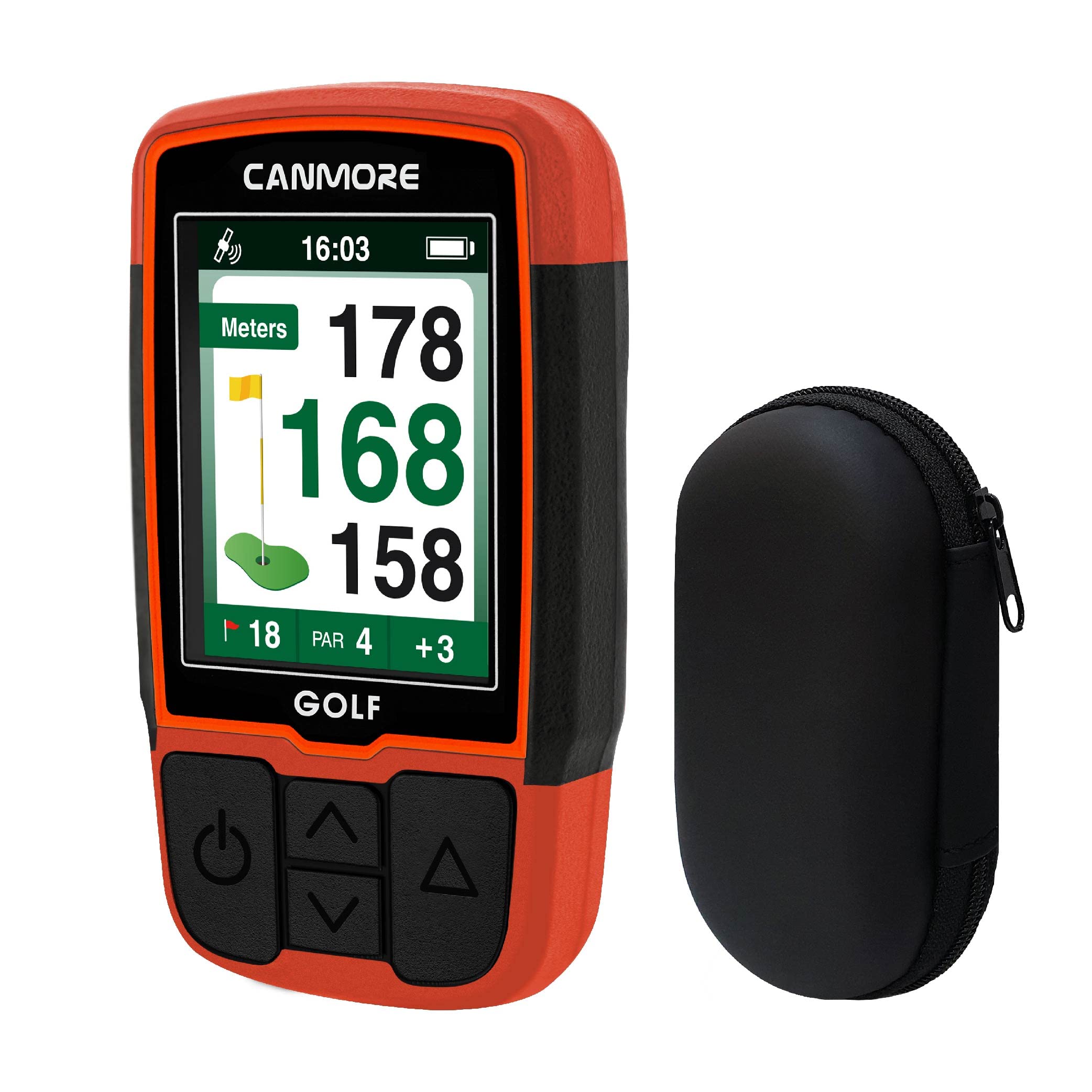 CANMORE HG200 Golf GPS Handheld & Case (Orange) - Full Color Display with 41,000+ Preloaded Golf Courses - Water Resistant Rangefinder with Scorecard - Perfect for Golf Tournaments & Practice - 1-Year Warranty