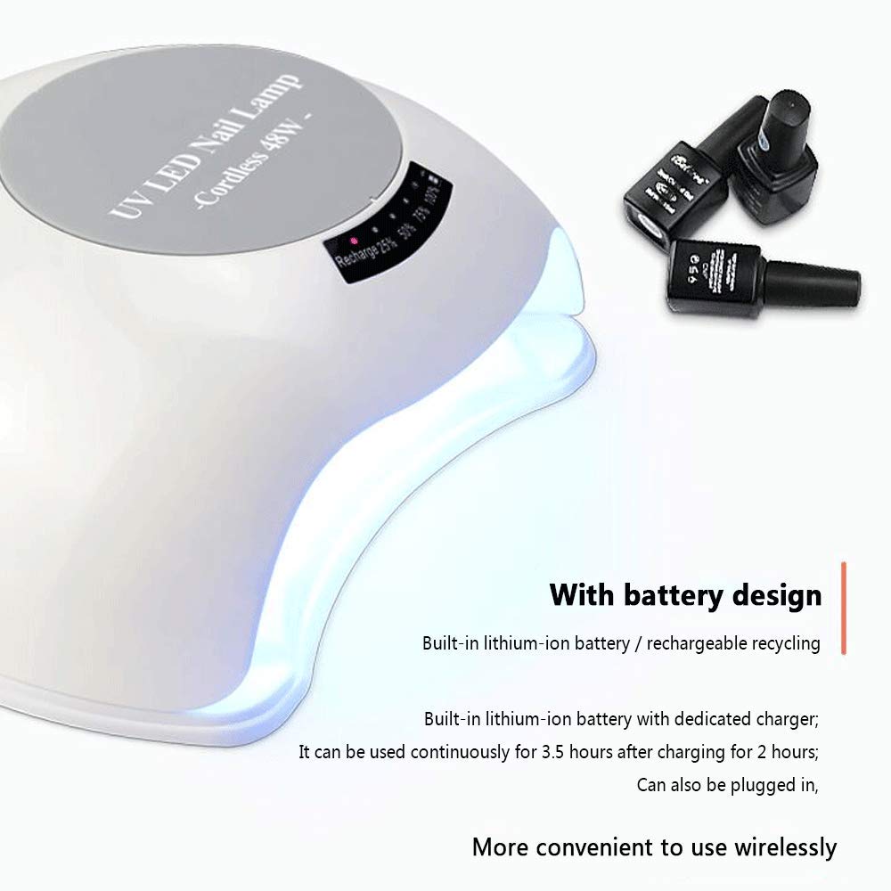 48W Rechargeable UV LED Nail Lamp - Cordless Gel Polish Curing Light with 33 LED Bulbs & 30/60/90s Timer Settings | Perfect for Home Manicures, Salon Nail Art & Professional Gel Polish Applications