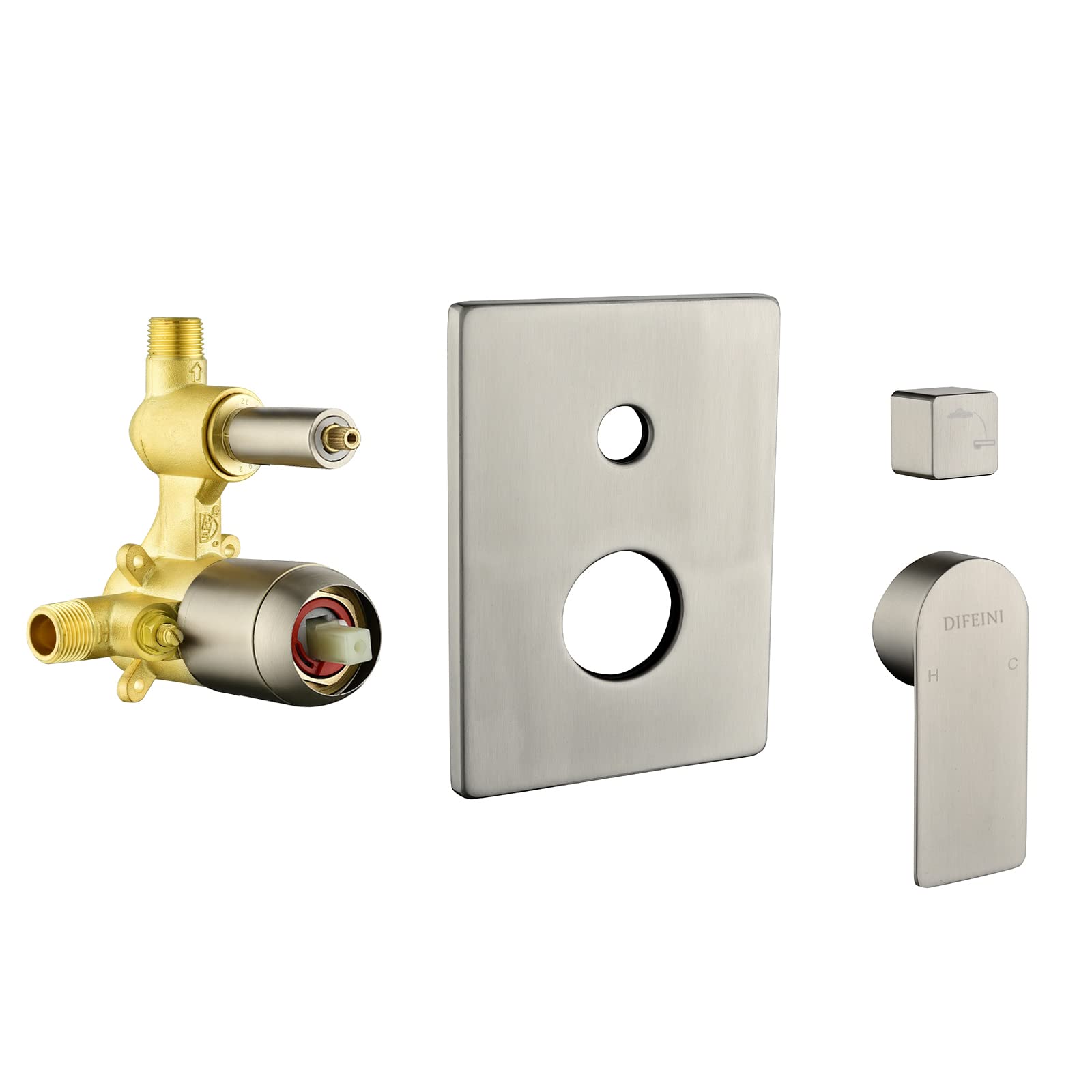 Waterfall Shower Faucet Set with Tub Spout - Brushed Nickel Wall Mount Shower System with Rough-in Valve - Perfect for Modern Bathroom Renovations & Spa-Like Showers