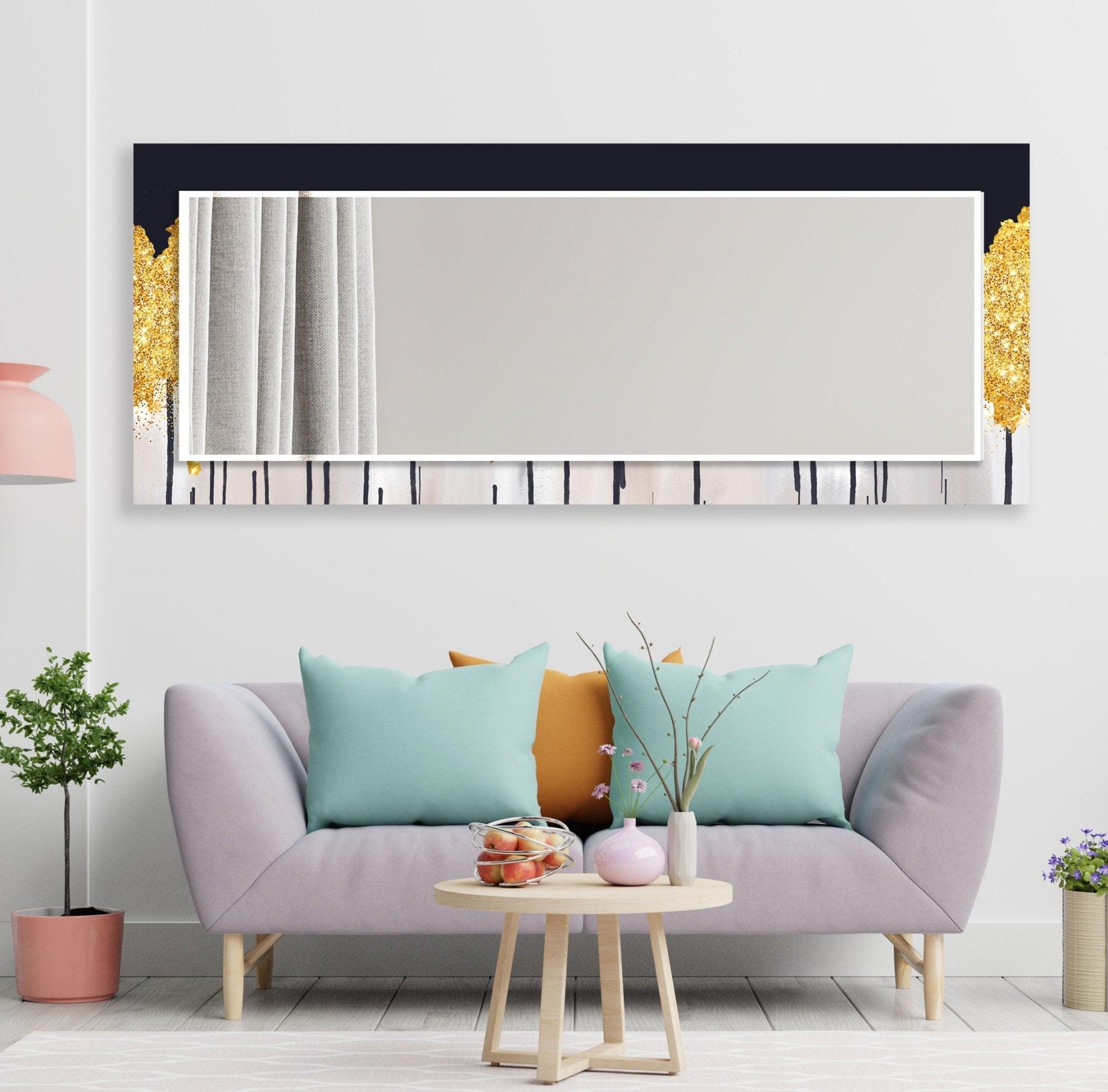 Abstract Gold Accent Wall Mirror - Elegant Home Decor for Living Room, Bedroom & Entryway