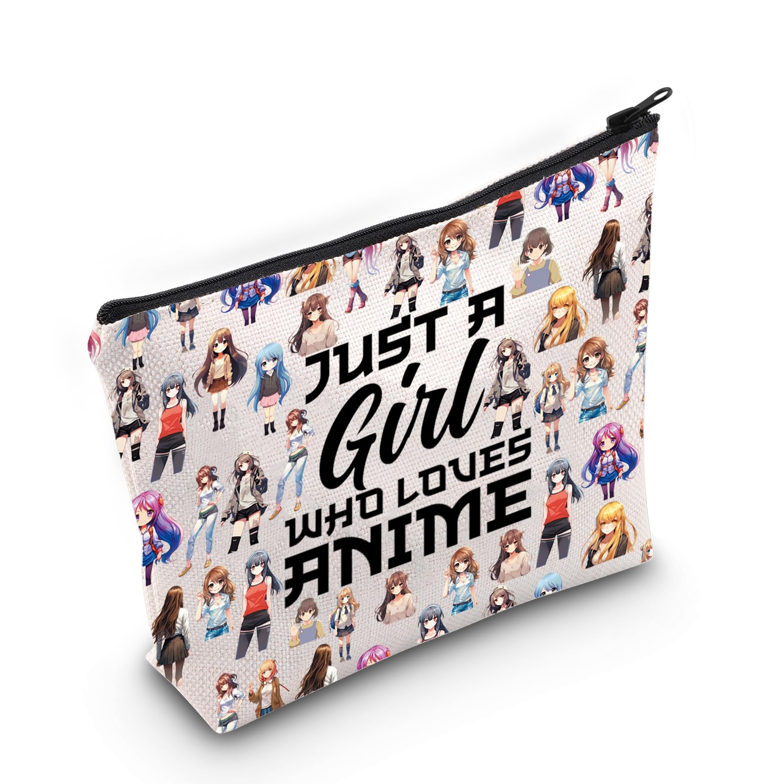 LEVLO Anime Themed Makeup Bag - Cute Cartoon Cosmetic Pouch for Women & Girls | Perfect Gift for Anime Lovers | Waterproof Travel Makeup Organizer for School, Work & Cosplay Events (Love Anime Design)