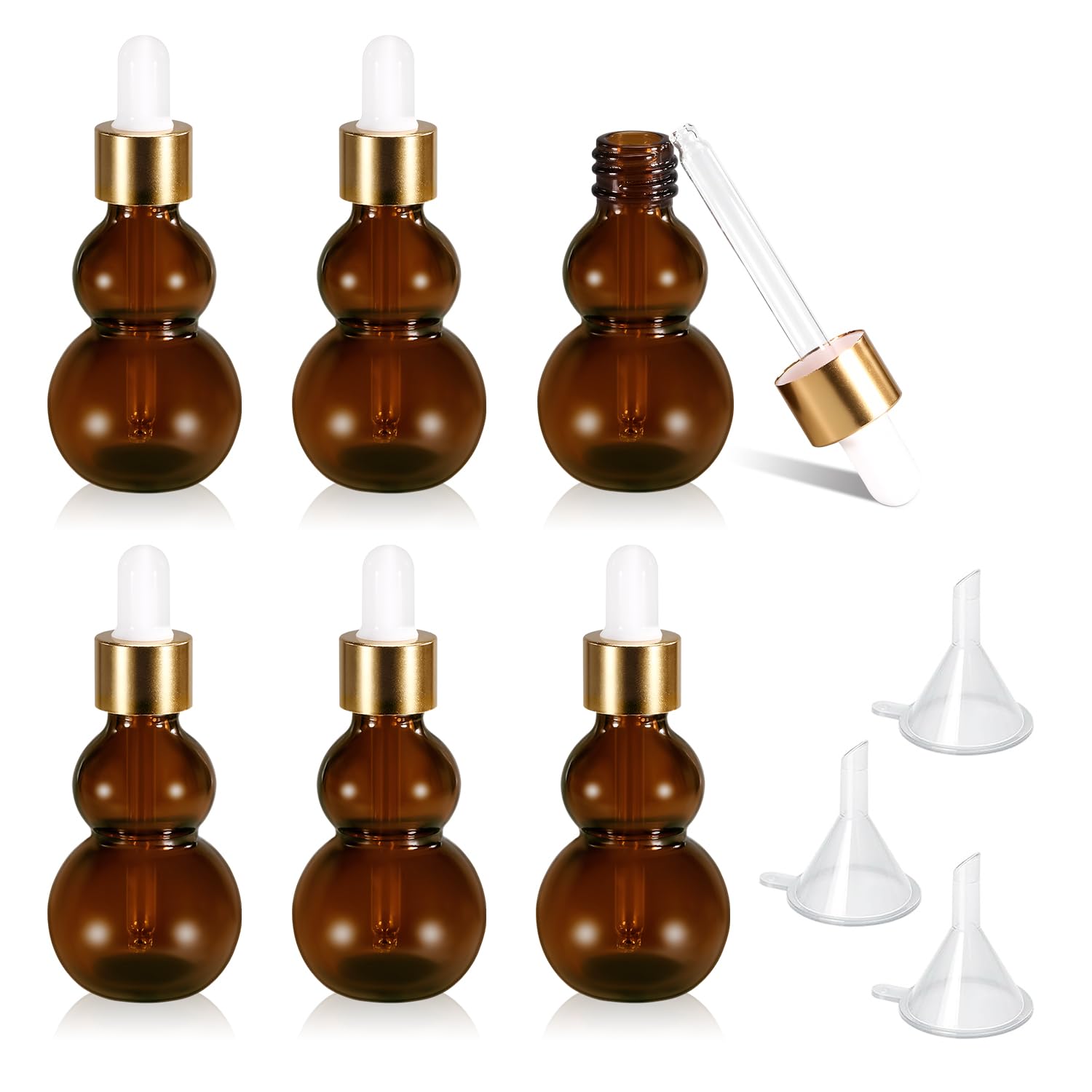 1 oz (30ml) Dark Amber Glass Dropper Bottles with Leakproof Eye Droppers - Essential Oil, Tincture & Travel Storage Bottles for Aromatherapy, DIY Blends & On-the-Go Use (6-Pack, Brown)
