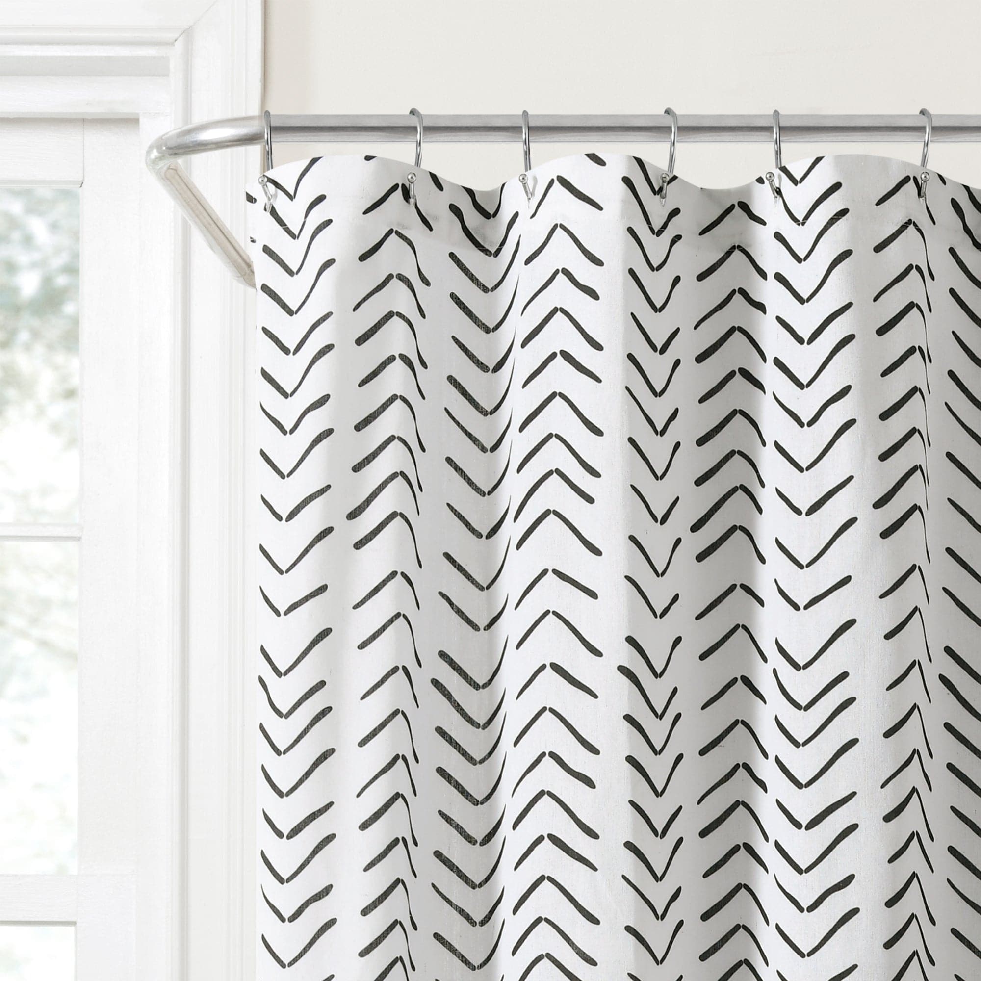 Hygge Modern Arrow Faux Linen Shower Curtain - Waterproof Bathroom Decor for Spa-Like Relaxation
