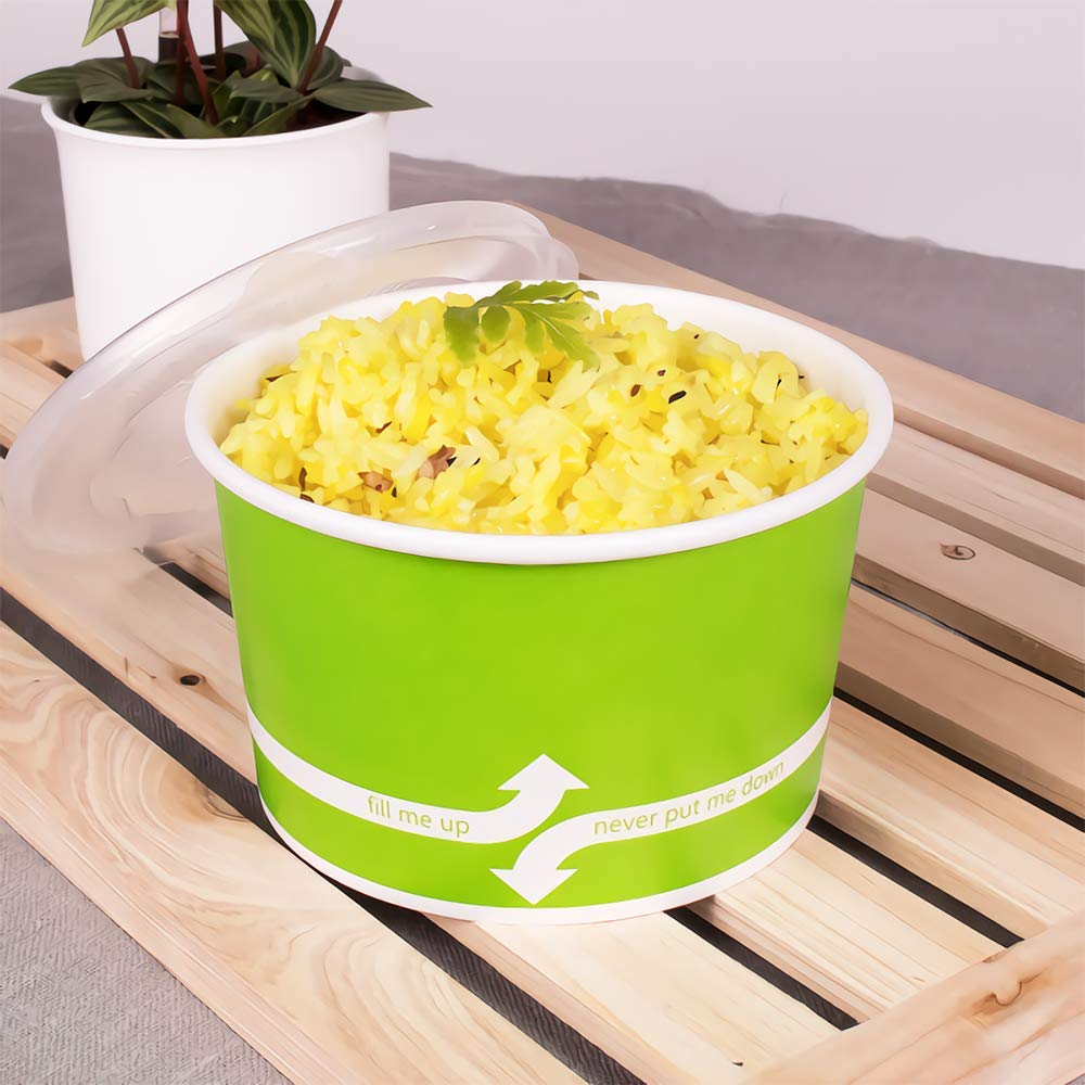 16oz (1000 ct) Eco-Friendly Disposable Paper Soup Bowls - Perfect for Hot & Cold Foods, Soups, Noodles, Pasta, Snacks - Green Compostable Bowls for Parties, Catering, Restaurants & Home Use