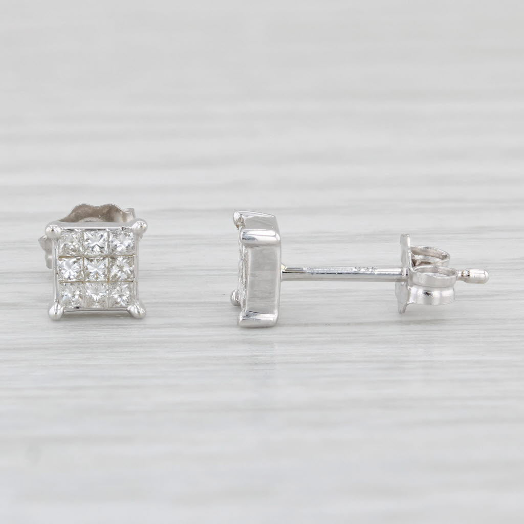 0.20ctw Princess Cut Diamond Stud Earrings in 18k White Gold - Perfect for Weddings, Anniversaries & Special Occasions