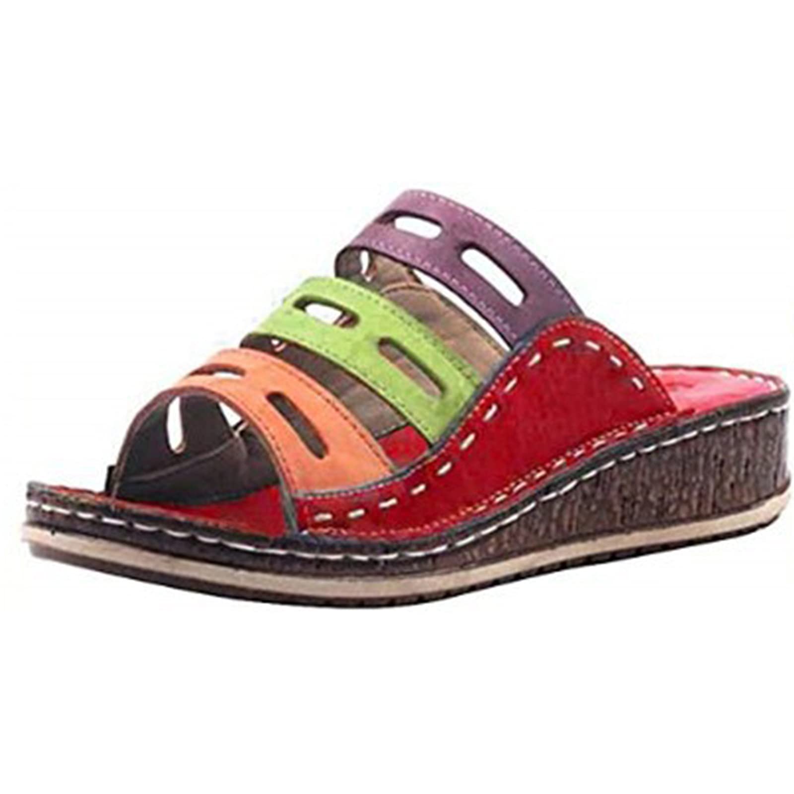 JHJUH Women's Summer Sandals - Comfortable Slip-On Walking Shoes with Arch Support for Outdoor, Beach & Hiking | Casual Flat Wedge Sandals for Daily Wear & Travel