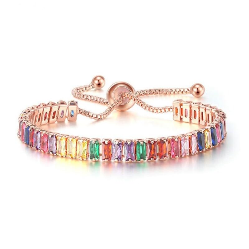 Elegant Crystal Zircon Tennis Bracelet for Women - Adjustable Gold & Silver Box Chain Jewelry - Perfect Gift for Anniversary, Birthday & Special Occasions - Ideal for Parties, Weddings & Everyday Wear