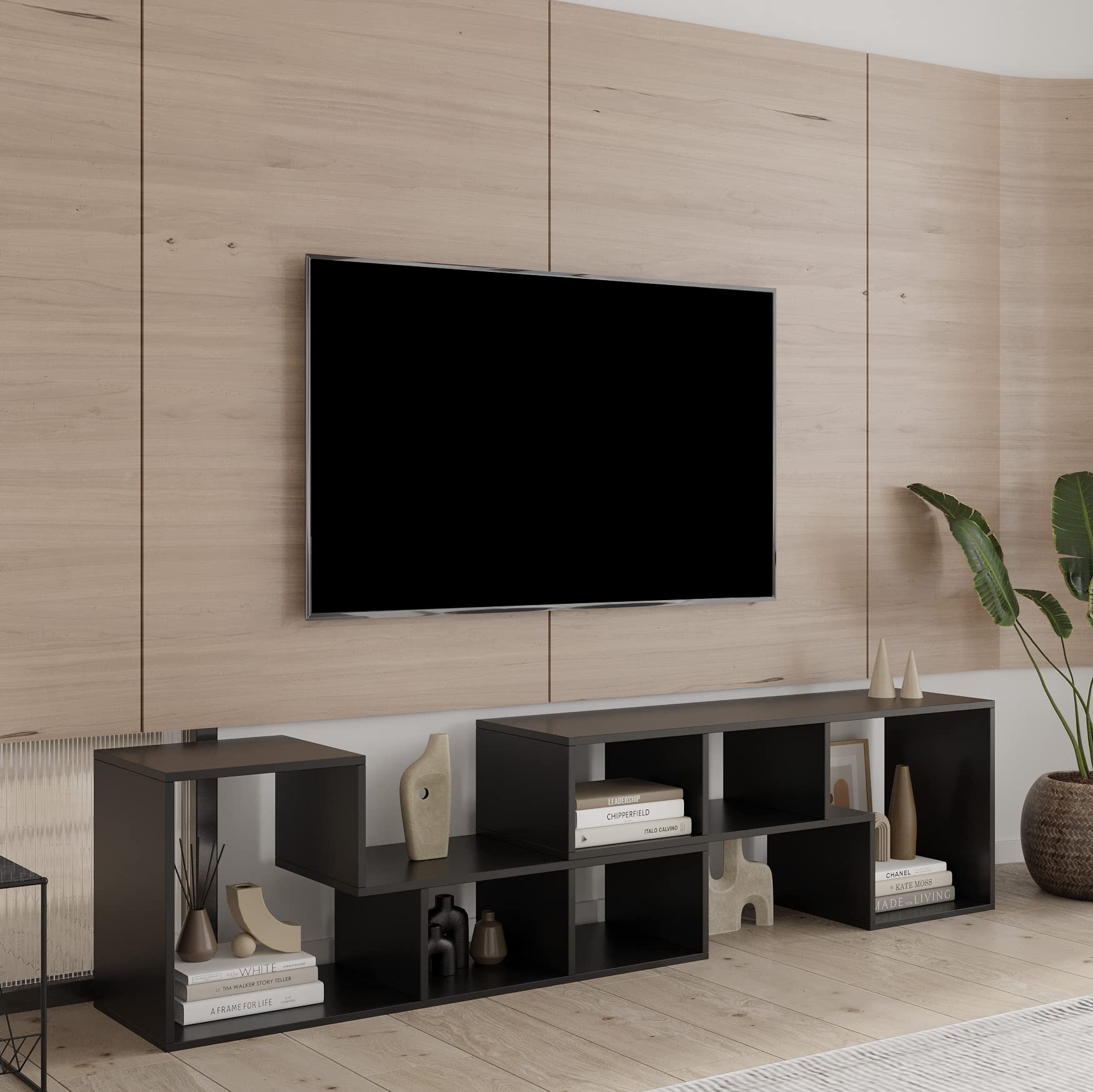 Modern L-Shaped Cube Bookshelf - 2-Tier Bookcase & TV Stand with Open Storage for CDs, Movies, Books | Space-Saving Entertainment Center for Living Room, Bedroom & Home Office | Perfect for Small Spaces & Media Organization