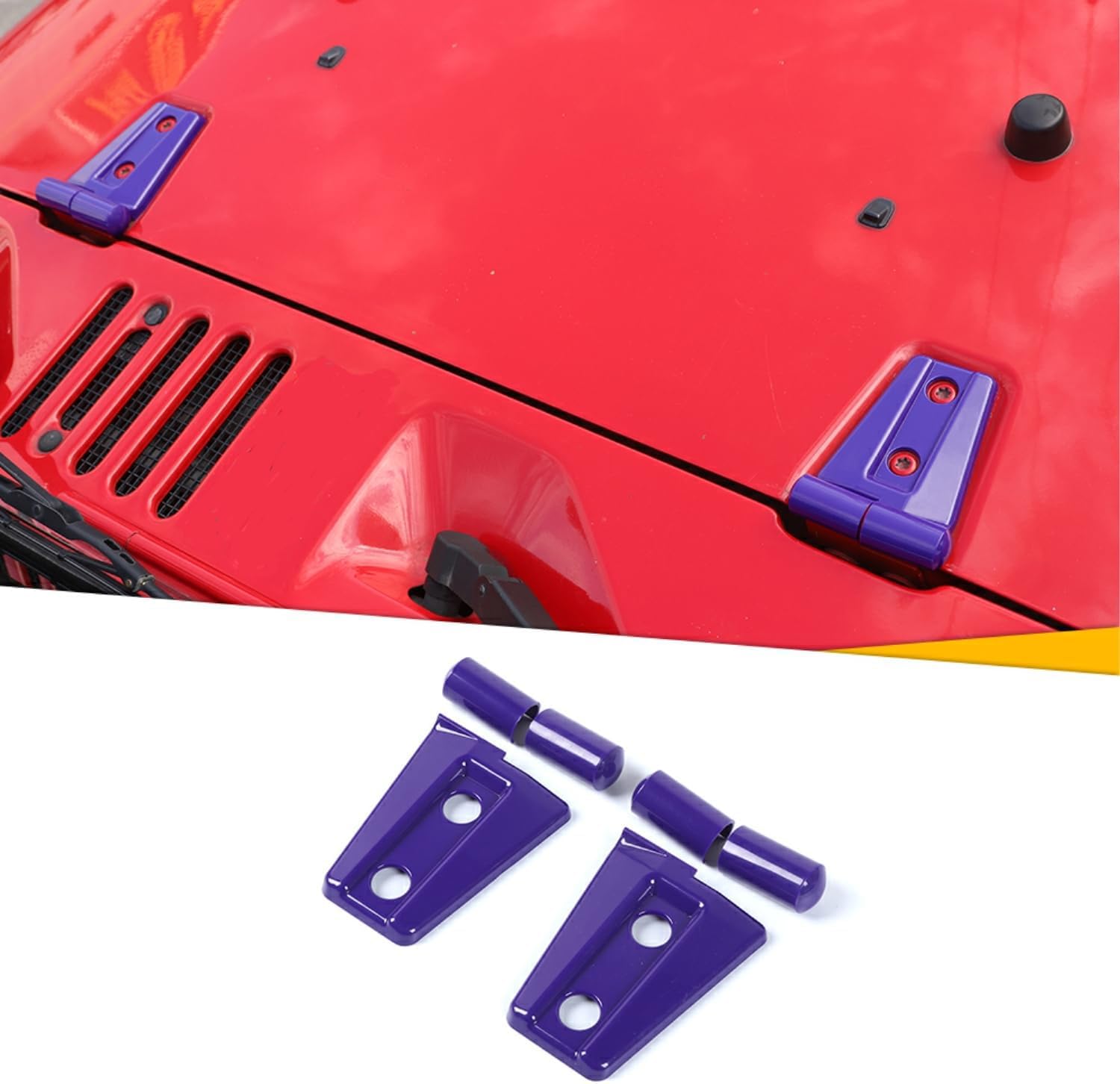 2PCS Purple Hood Hinge Cover Trim Accessories Compatible with Jeep Wrangler JK JKU & Unlimited 2007-2018 - Durable Protection & Custom Style Upgrade for Off-Road Adventures