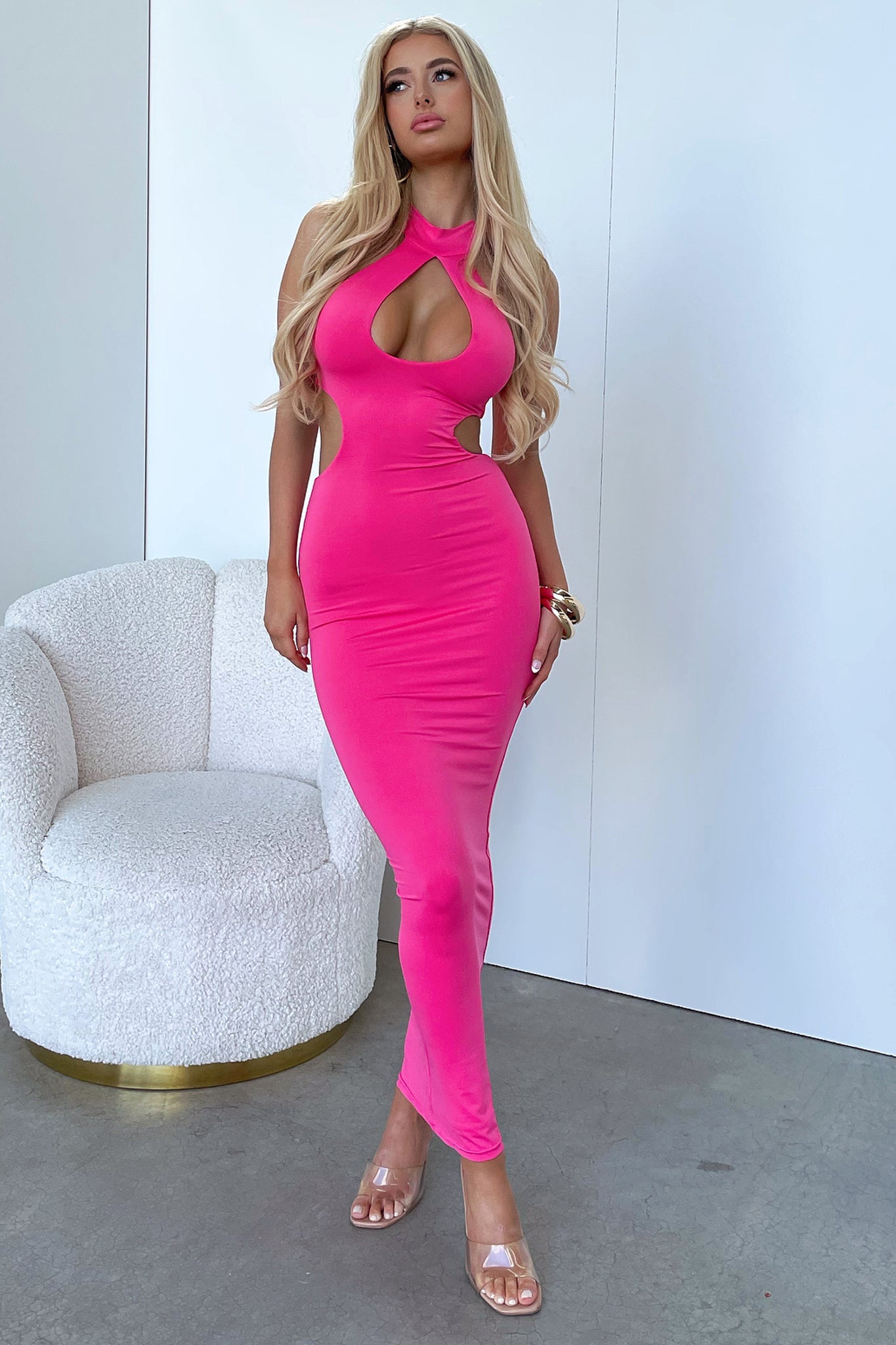 Gianna Maxi Dress for Women - Hot Pink Flowy Long Dress, Summer Beach Party, Boho Chic, Elegant Evening Wear
