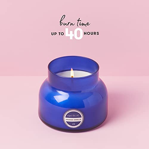 Capri Blue Signature Jar Candles - Long-Lasting Soy Wax Blend with Tropical Havana Vanilla Scent - 8 oz Luxury Candle in Blue Decorative Glass Jar - Perfect for Home Decor, Relaxation & Romantic Ambiance