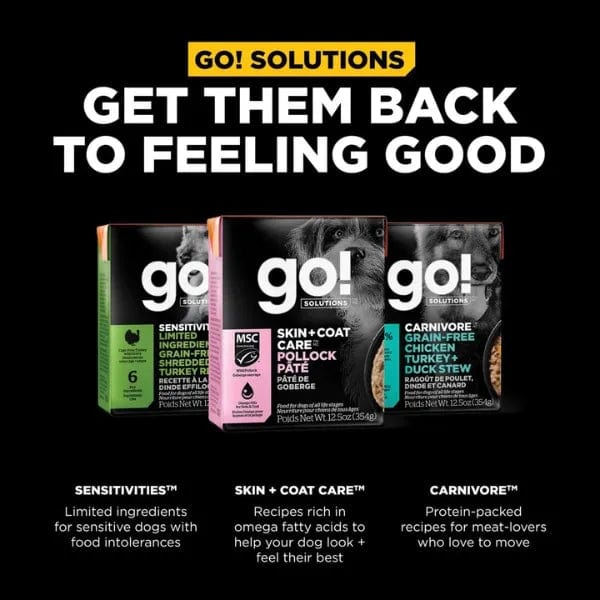 Go! Solutions Skin & Coat Care Pollock Pate with Grains Wet Dog Food 12.5oz - Healthy Skin & Shiny Coat Formula for Dogs, Perfect for Sensitive Stomachs & Allergies | Great for Mealtime, Training Treats & Senior Dogs