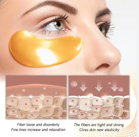 24K Gold Collagen Eye Mask Patches - 30 Pairs for Dark Circles, Puffy Eyes & Wrinkles | Under Eye Treatment for Skin Care & Anti-Aging | Perfect for Night Routine, Travel & Spa Days