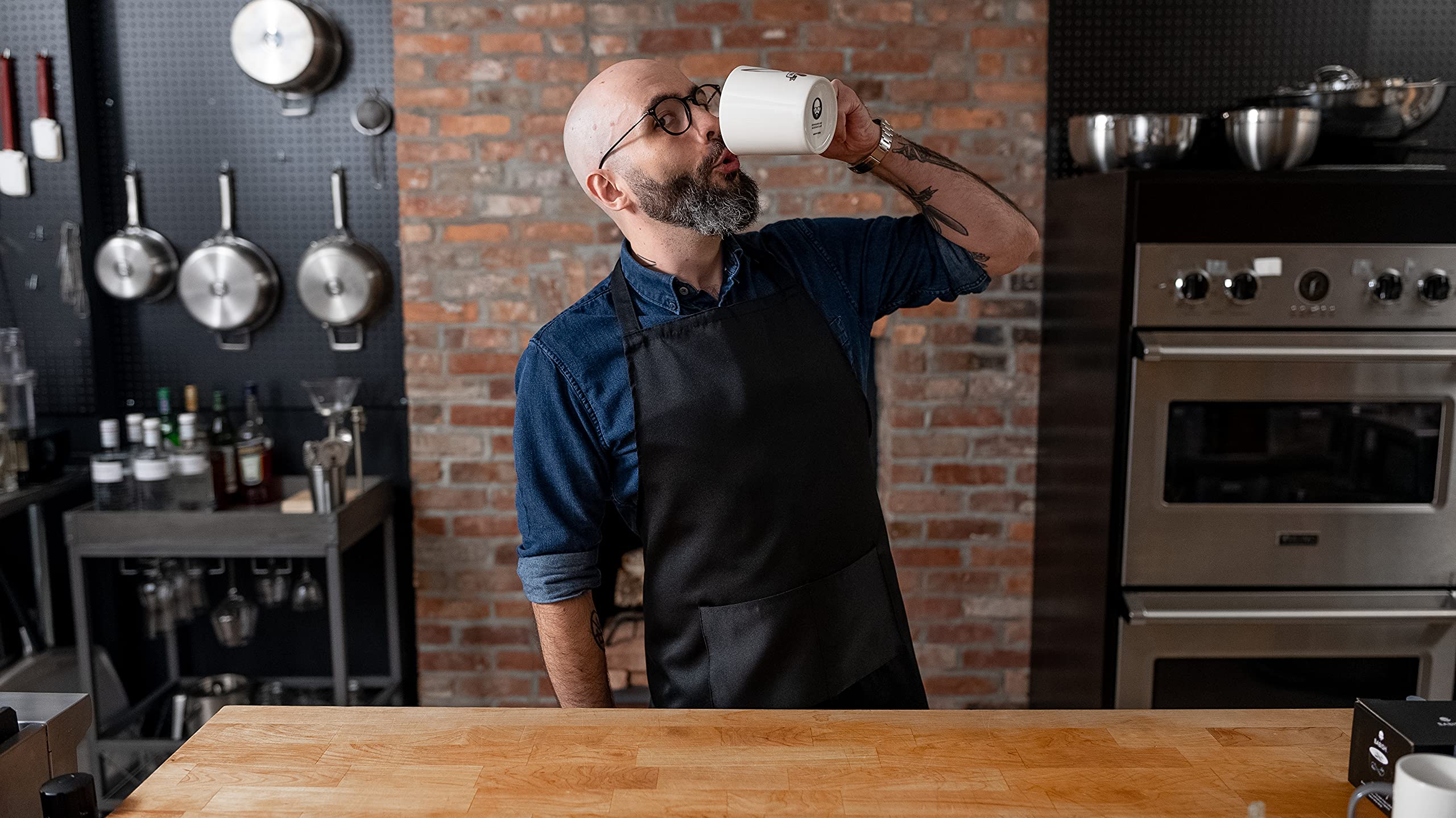 Babish Born and Bread Latte Tattoo Mug - 17oz Ceramic Coffee Cup with Unique Design, Perfect for Home, Office & Gifts for Coffee Lovers