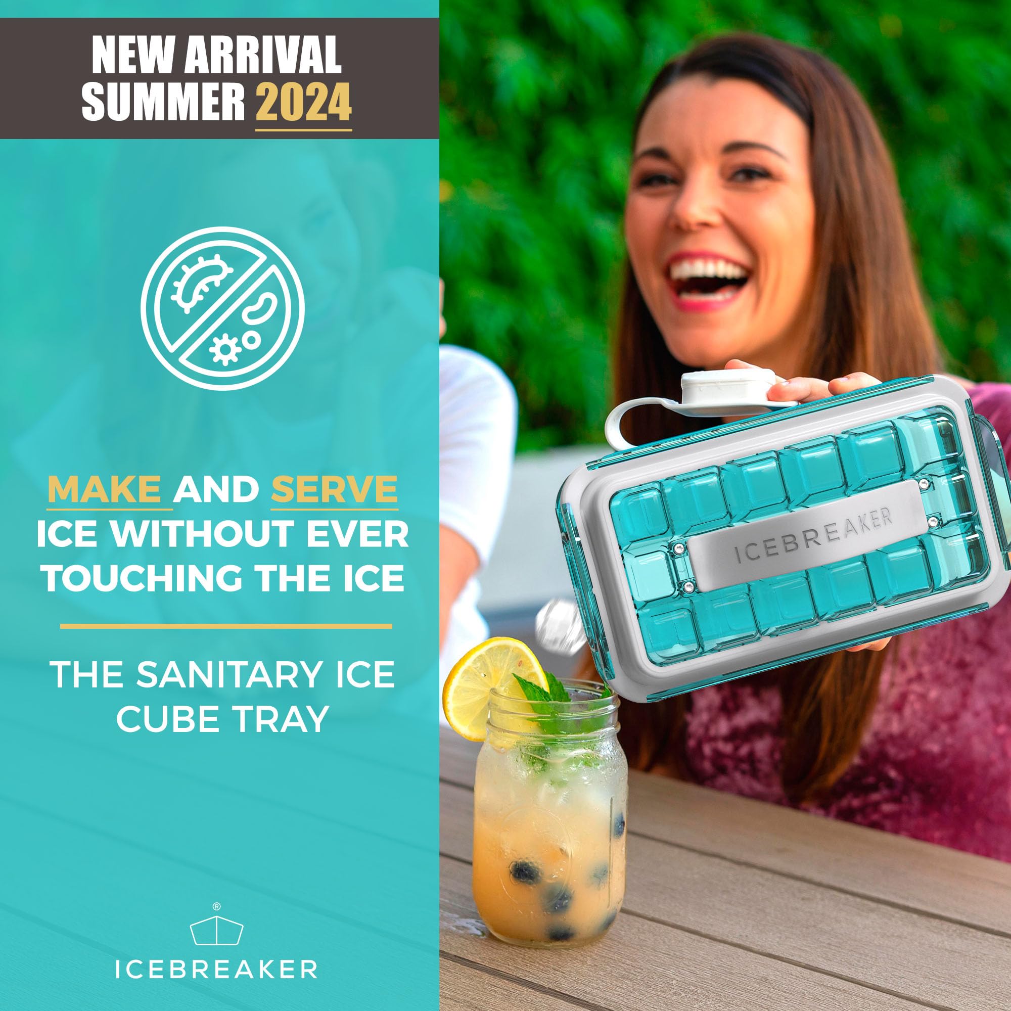Silicone Ice Cube Tray with Easy Pop Design - Icebreaker 2.0 (2024 Model) - 1 Piece in Sky Blue - Perfect for Cocktails, Cold Drinks & Home Bartending