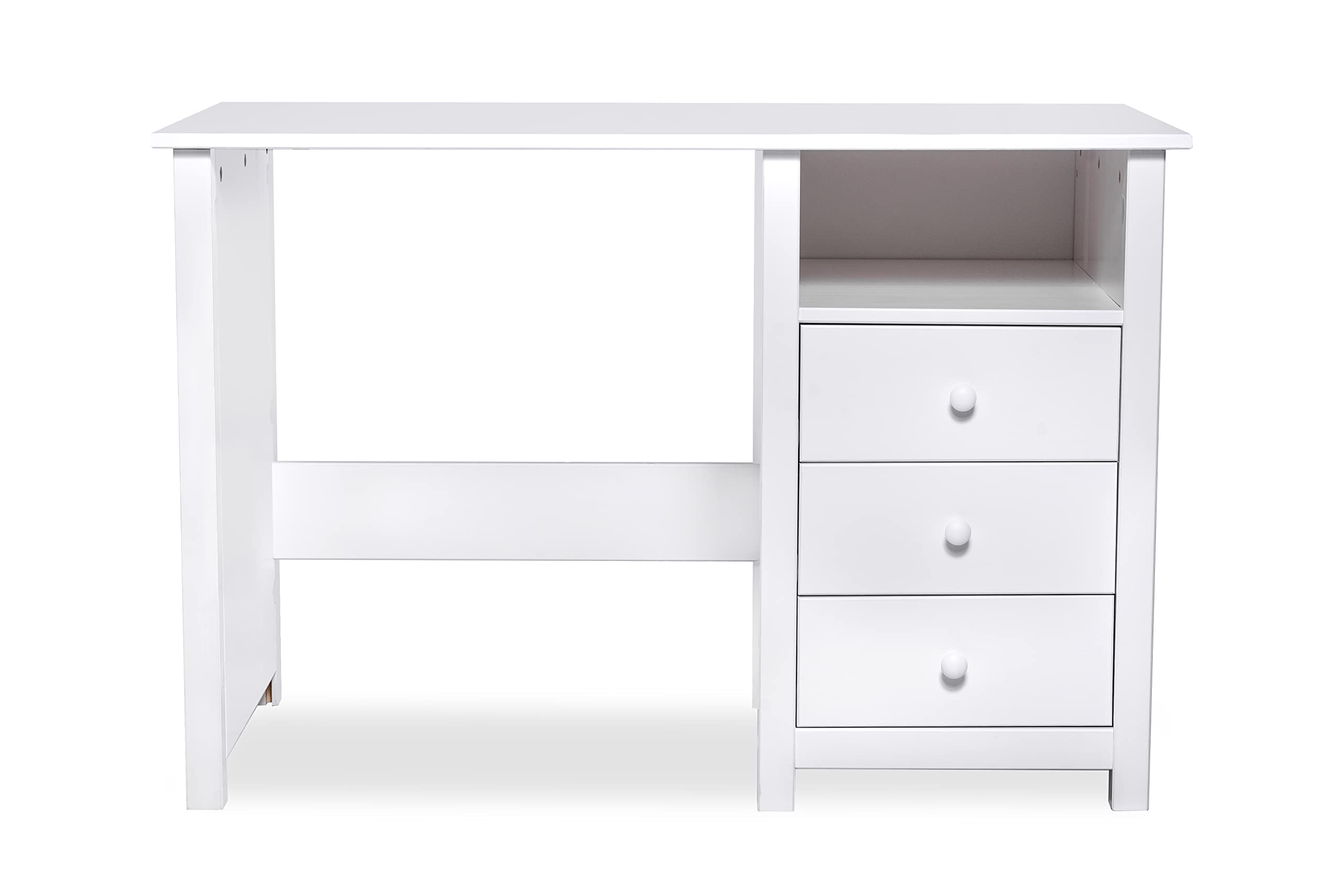 Solid White Pine Wood Computer Desk with Drawers - Compact Home Office Desk for Study, Bedroom & Workspace - Durable Writing Desk with Smart Storage Solutions - Perfect for Remote Work, Online Classes & Small Spaces