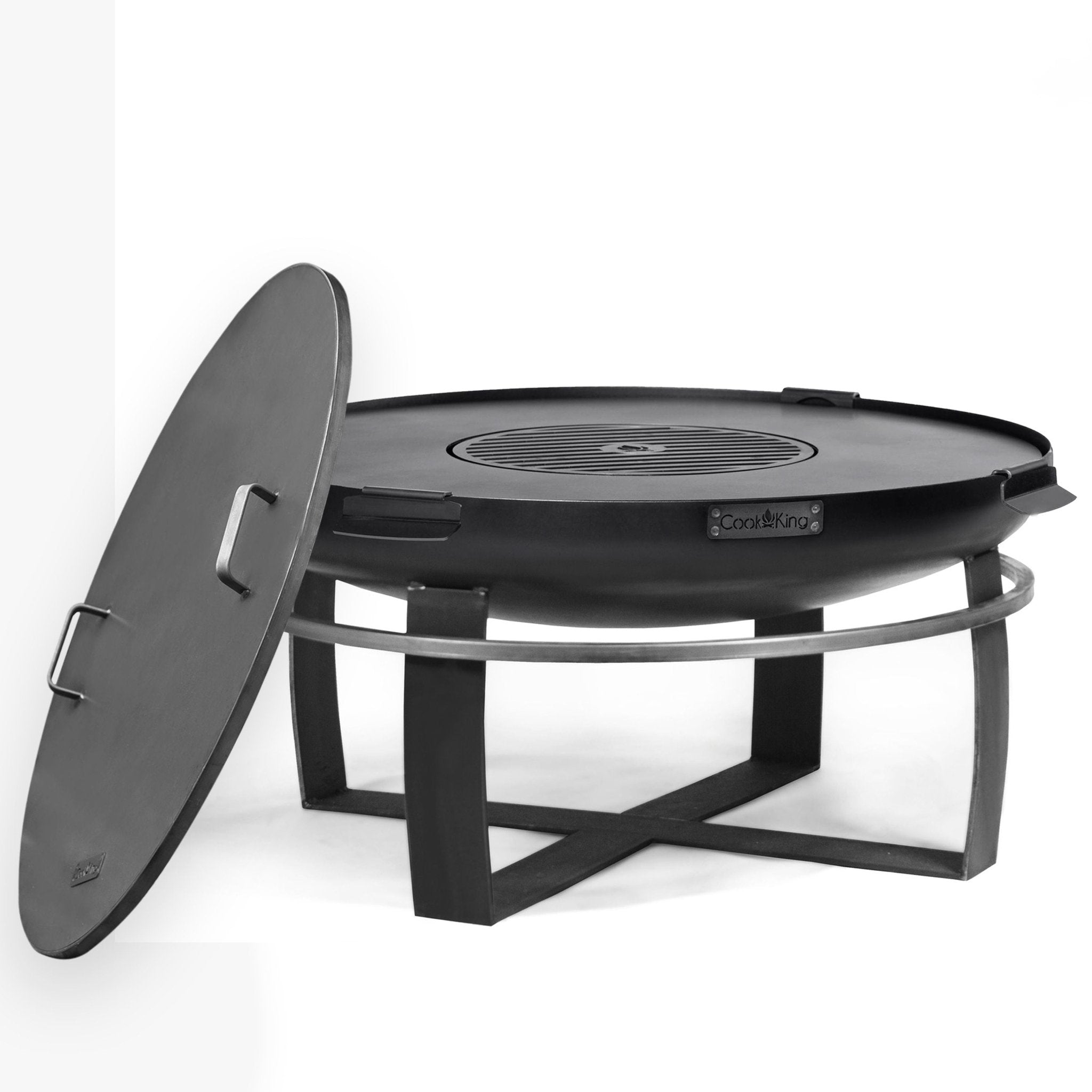Viking 32-Inch Outdoor Fire Pit with Removable Grill Plate & Protective Cover - Perfect for Backyard Camping, Patio Gatherings & BBQ Parties