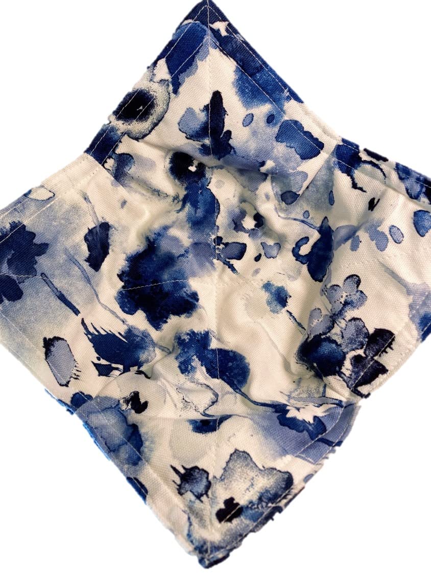 2-Pack Cotton Bowl Cozies - Microwave & Oven Safe Hot Pads for Bowls (8.5 Inches) - Watercolor Blue & White Design - Perfect for Serving Hot Soups, Stews, and Baking Dishes
